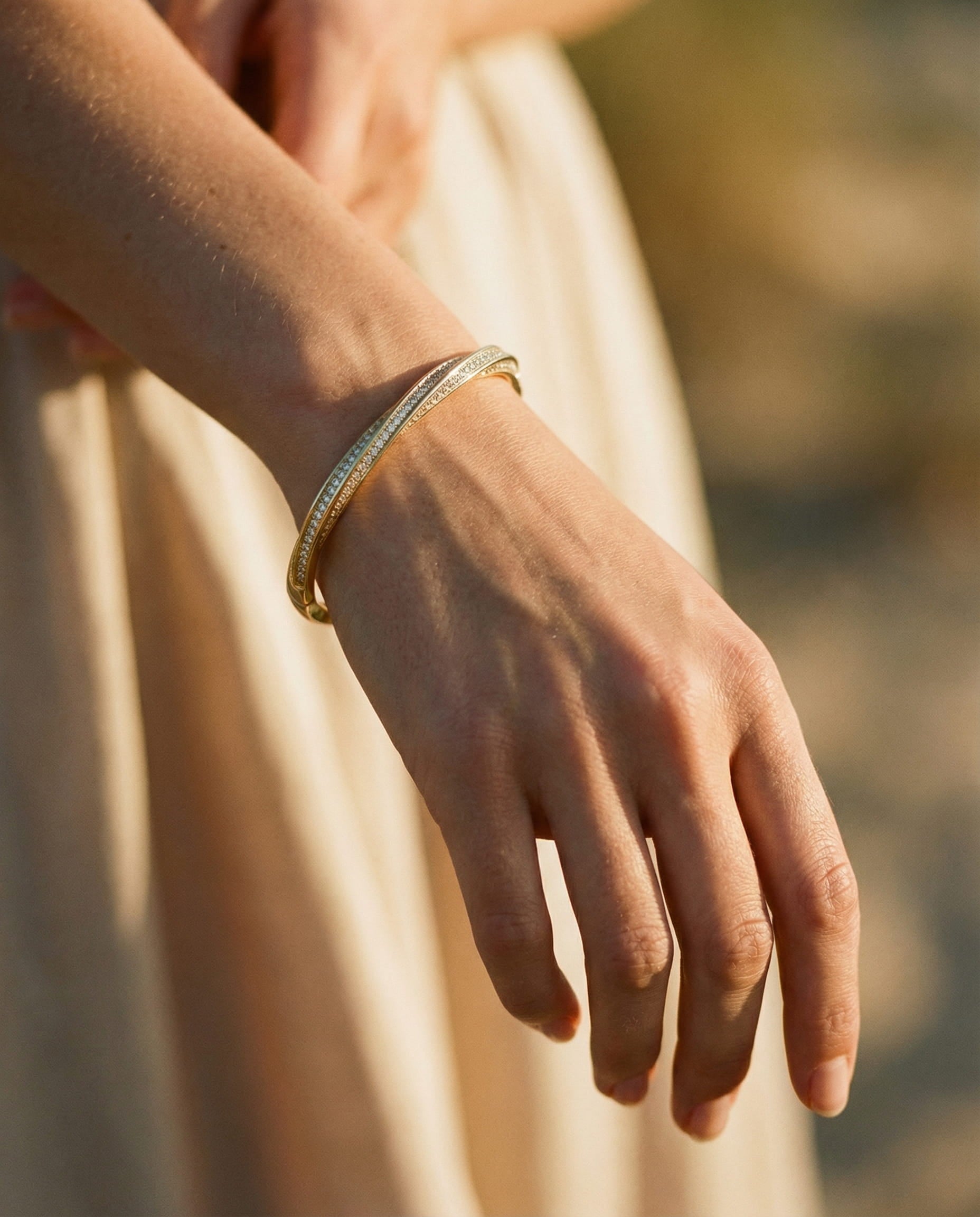 Elegant Two-Row Gold Crystal Bracelet