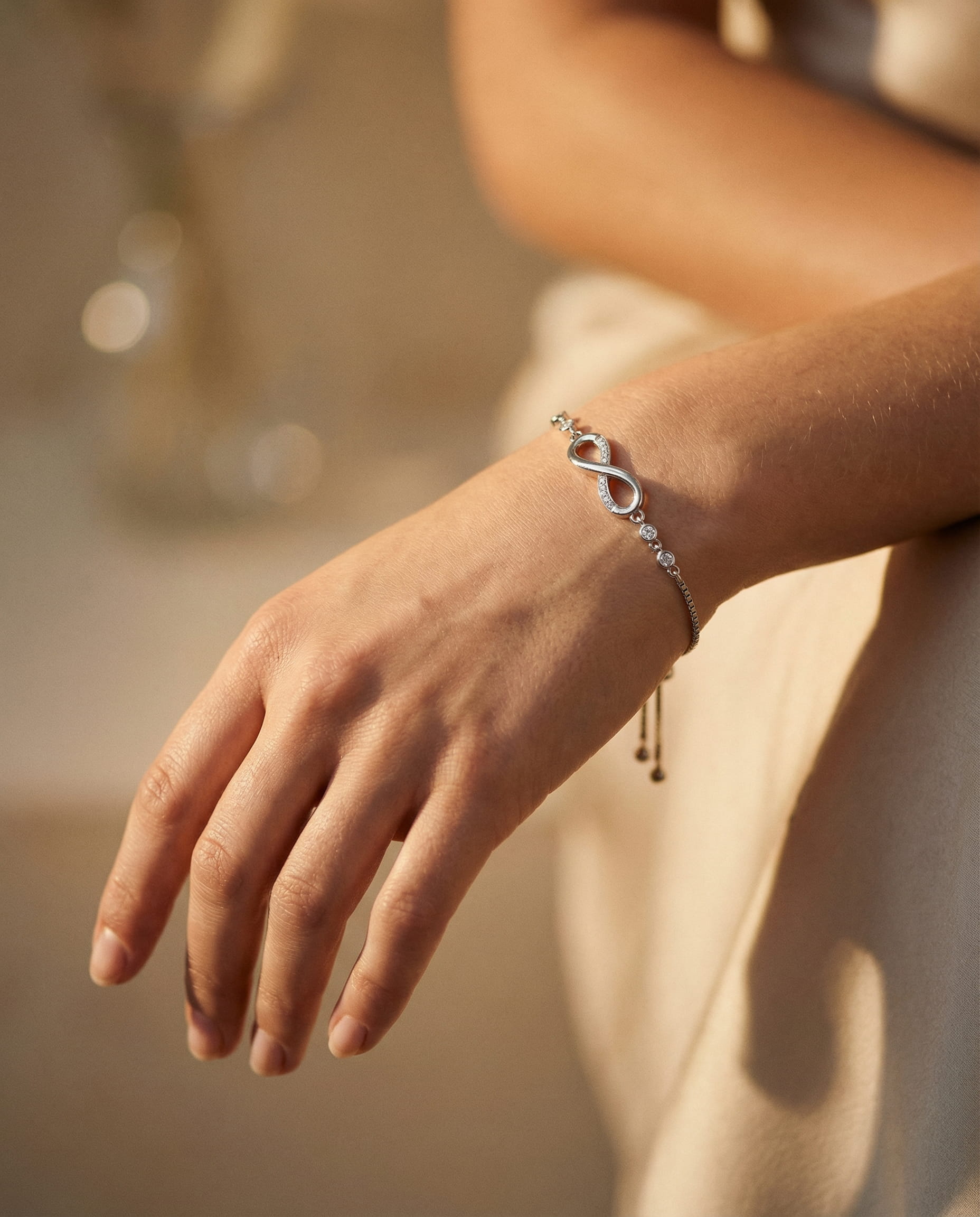 Adjustable Silver Infinity Bracelet