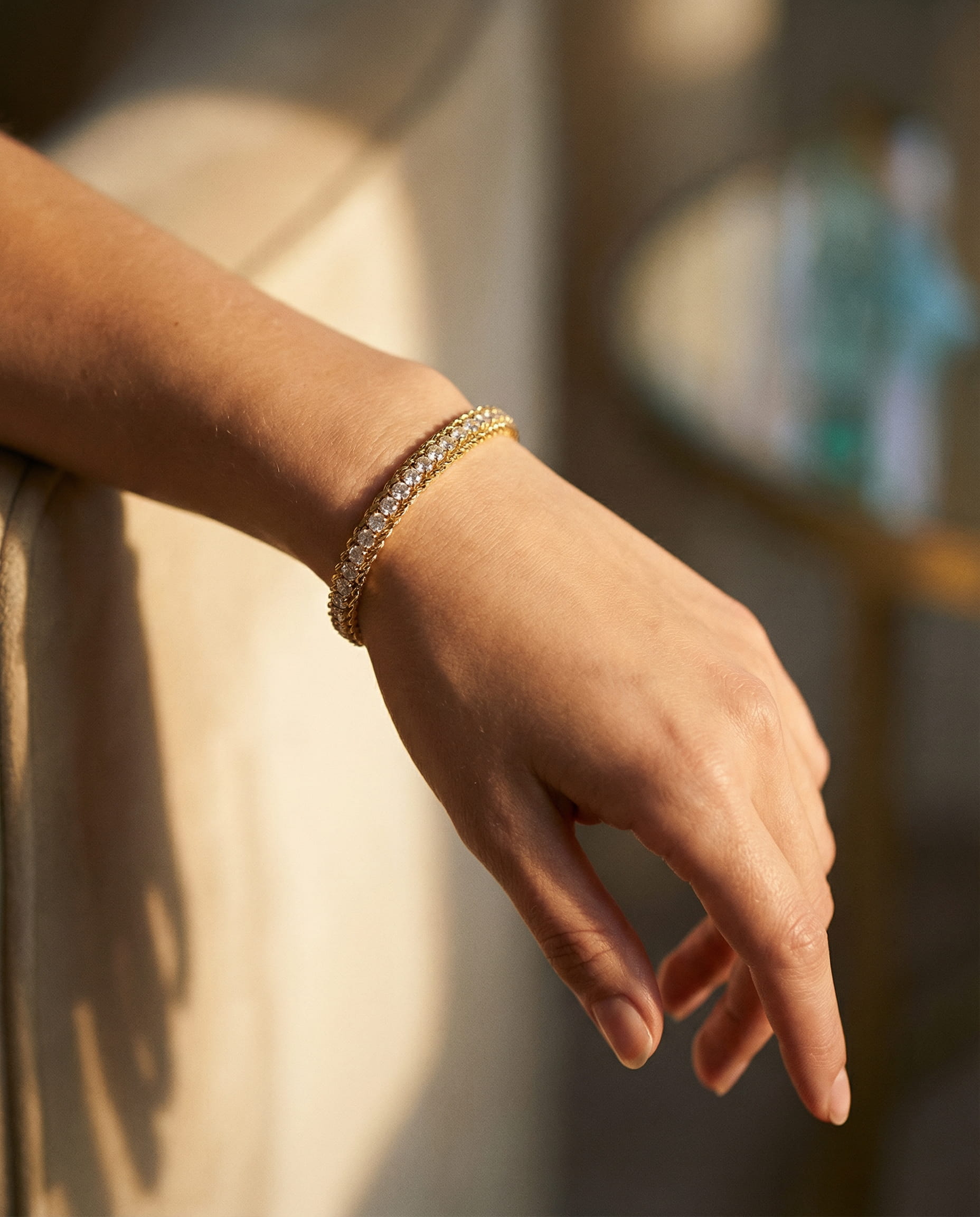 Stainless Steel Zircon Chain Bracelet