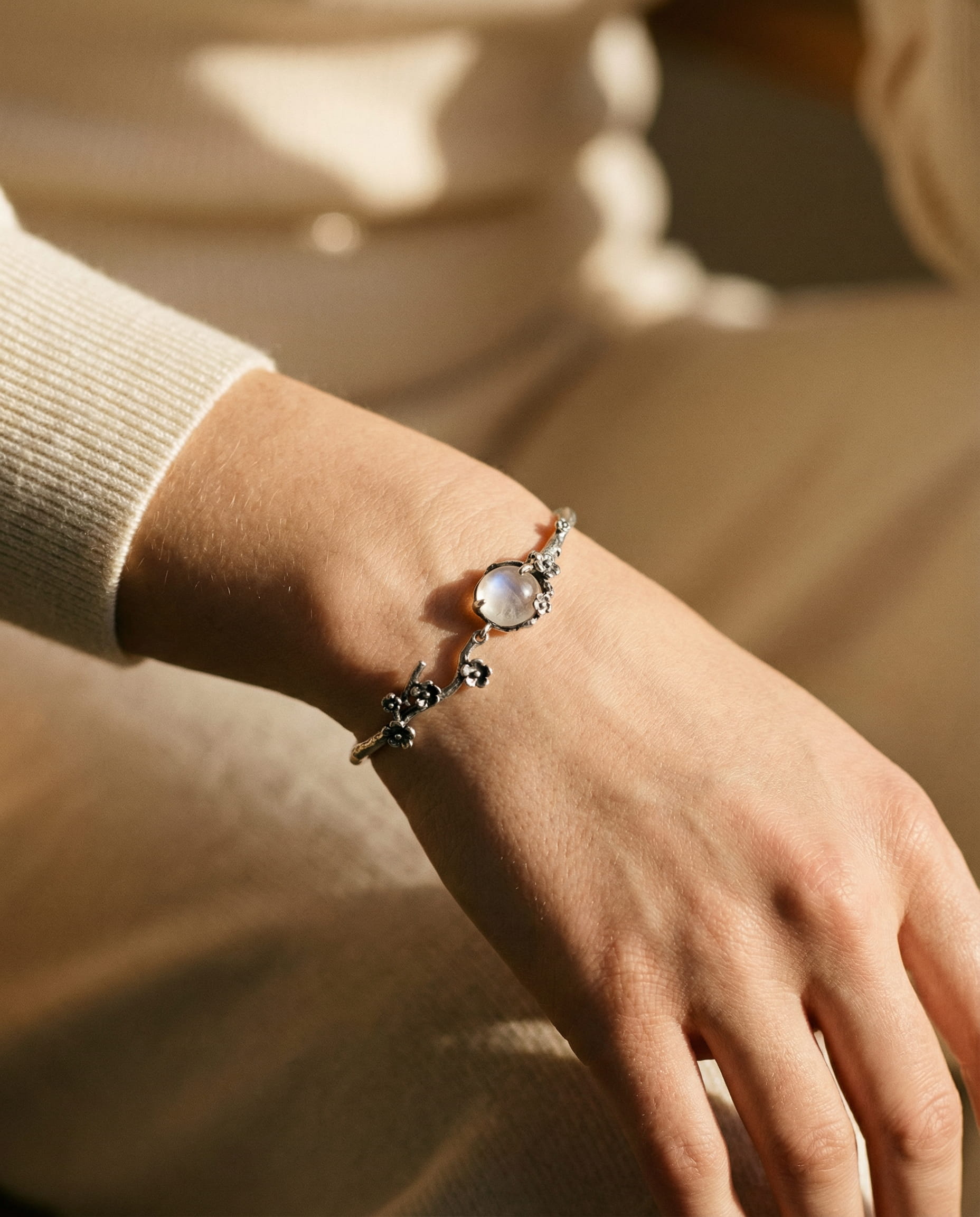 Vintage Silver Flower Branch Bracelet