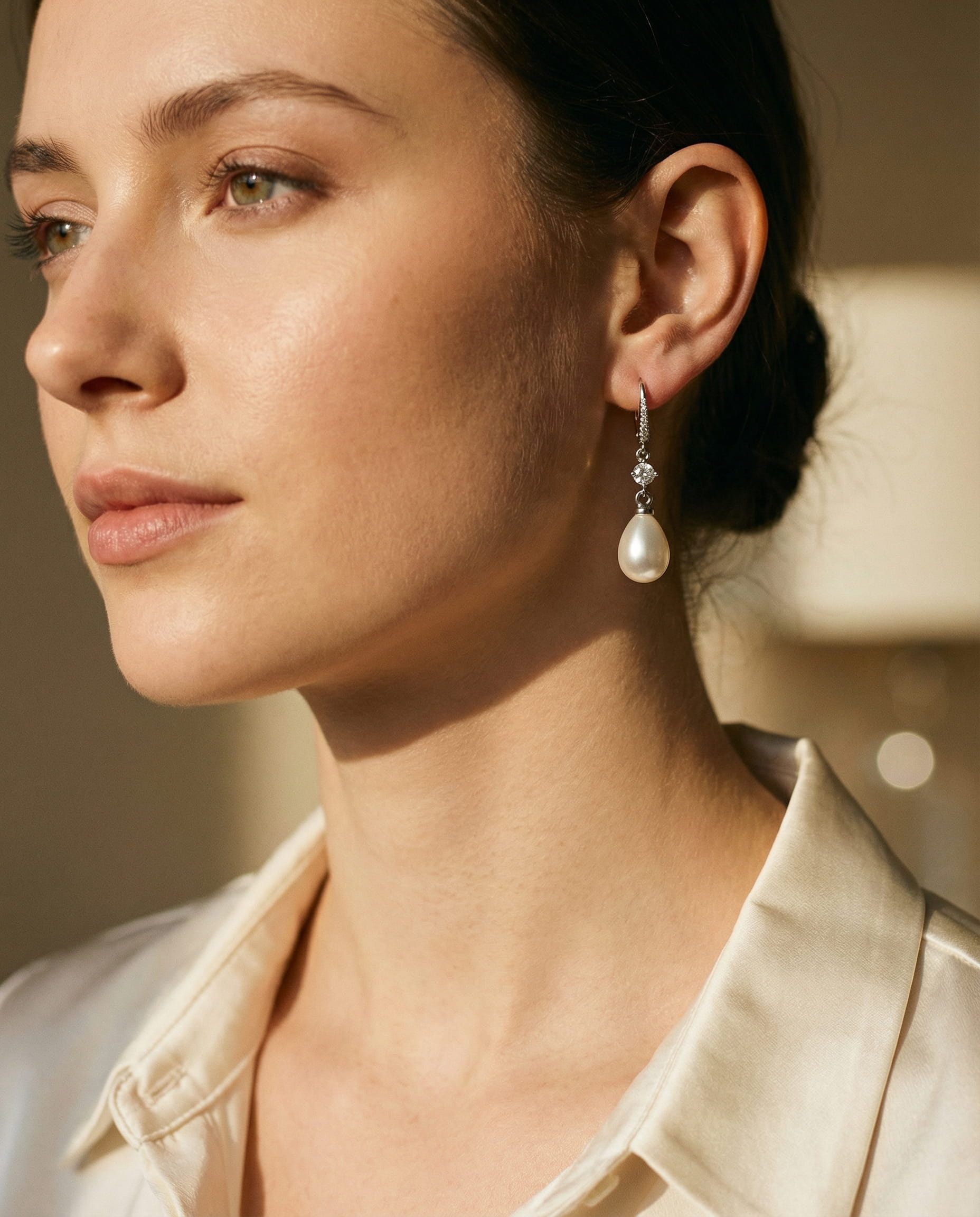 Sparkling Pearl Drop Earrings