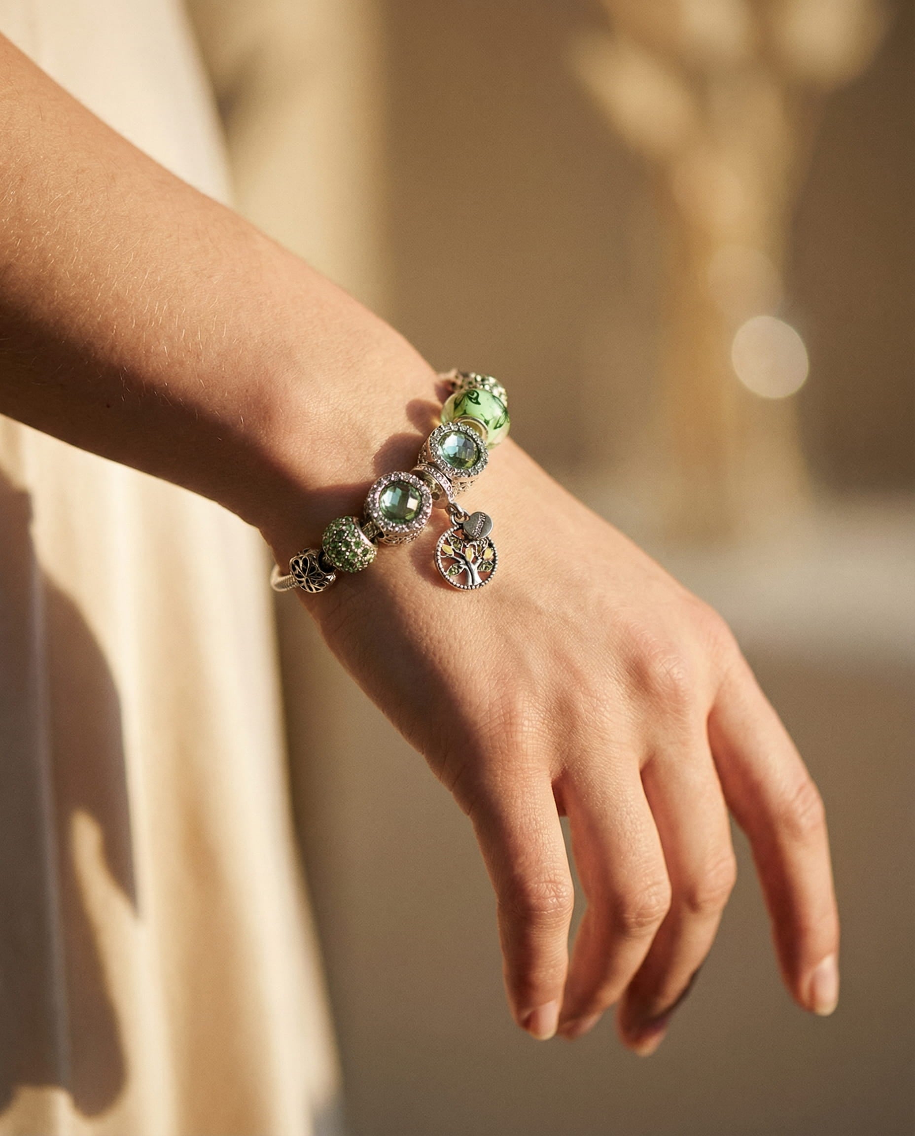 Silver and Green Crystal Bracelet