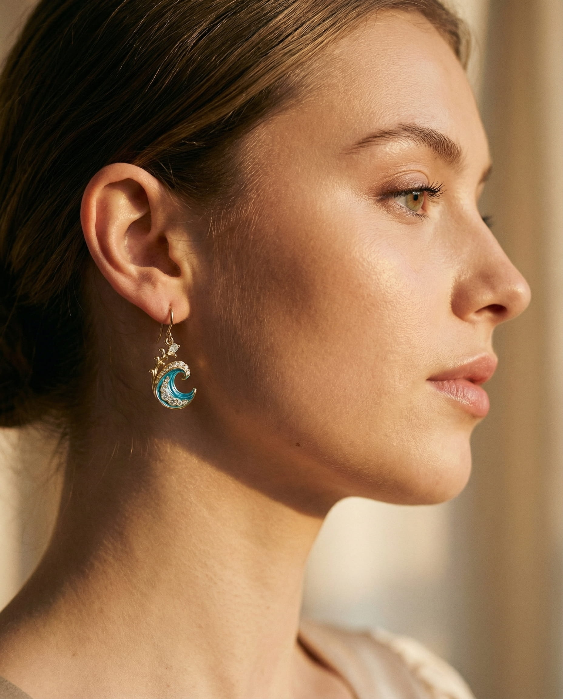 Gold Sparkling Ocean Wave Earrings