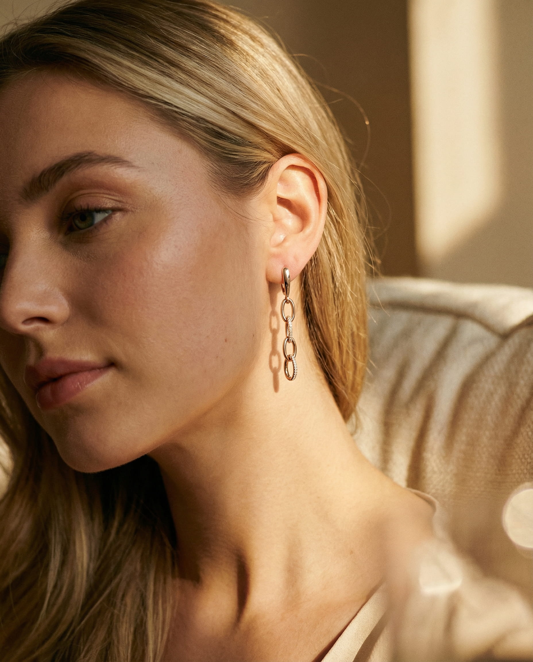 Elegant Gold Sparkling Chain Earrings