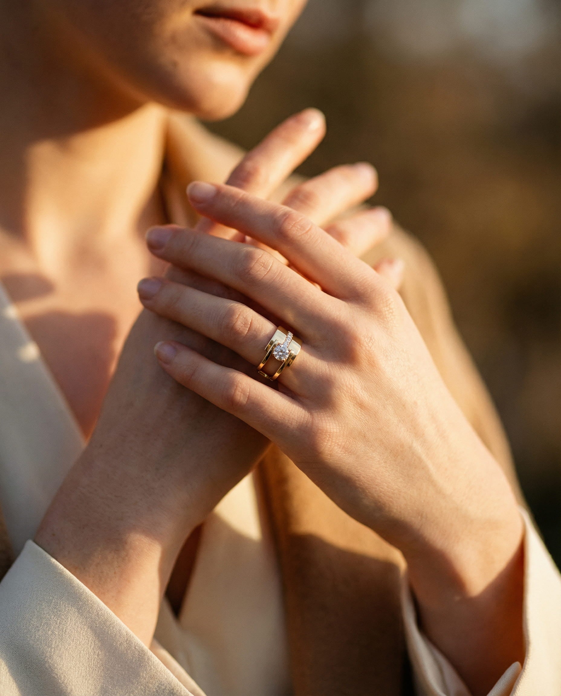 Vintage Irregular Gold Cubic Zirconia Ring