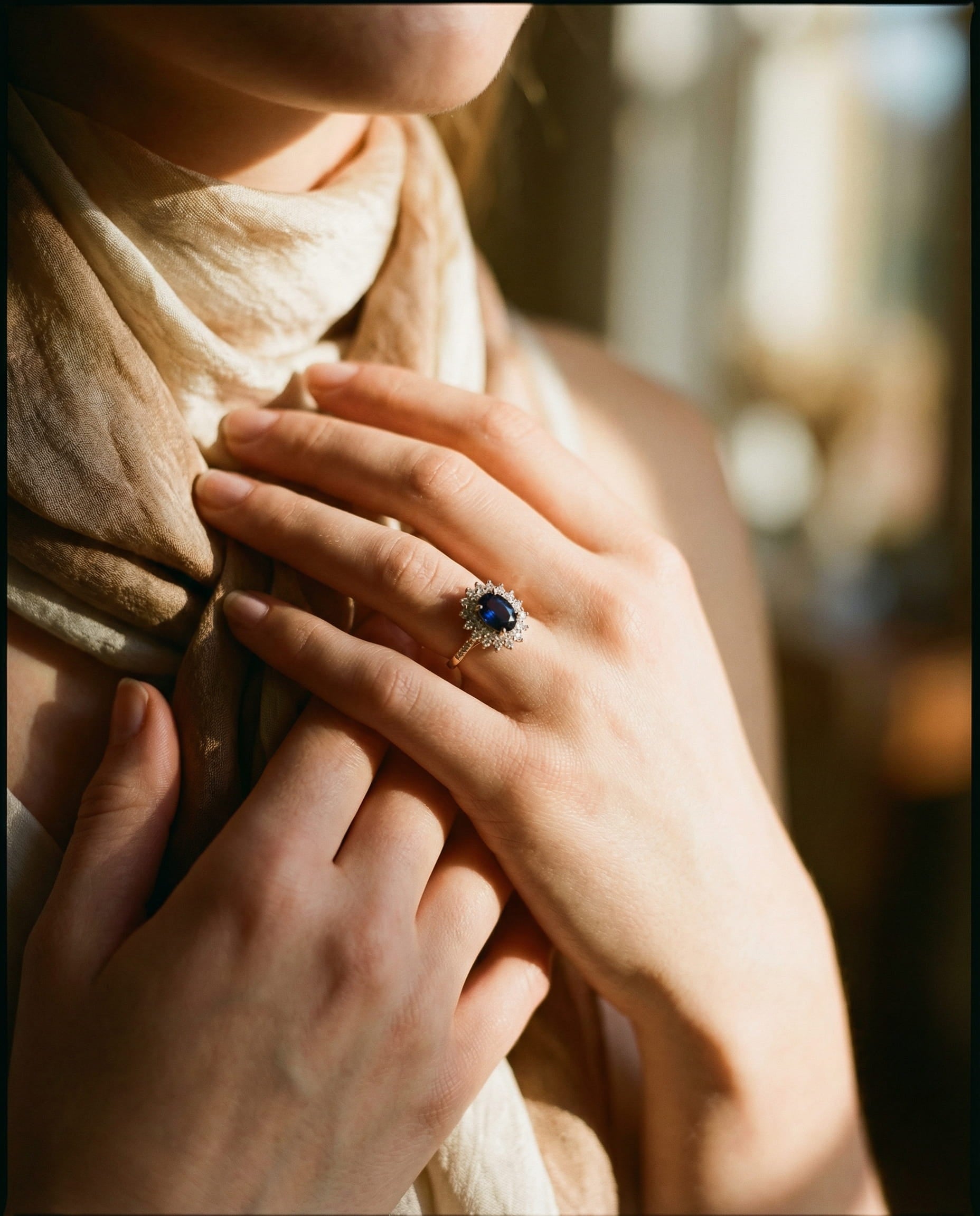 Sparkling Dark Blue Cubic Zirconia Ring