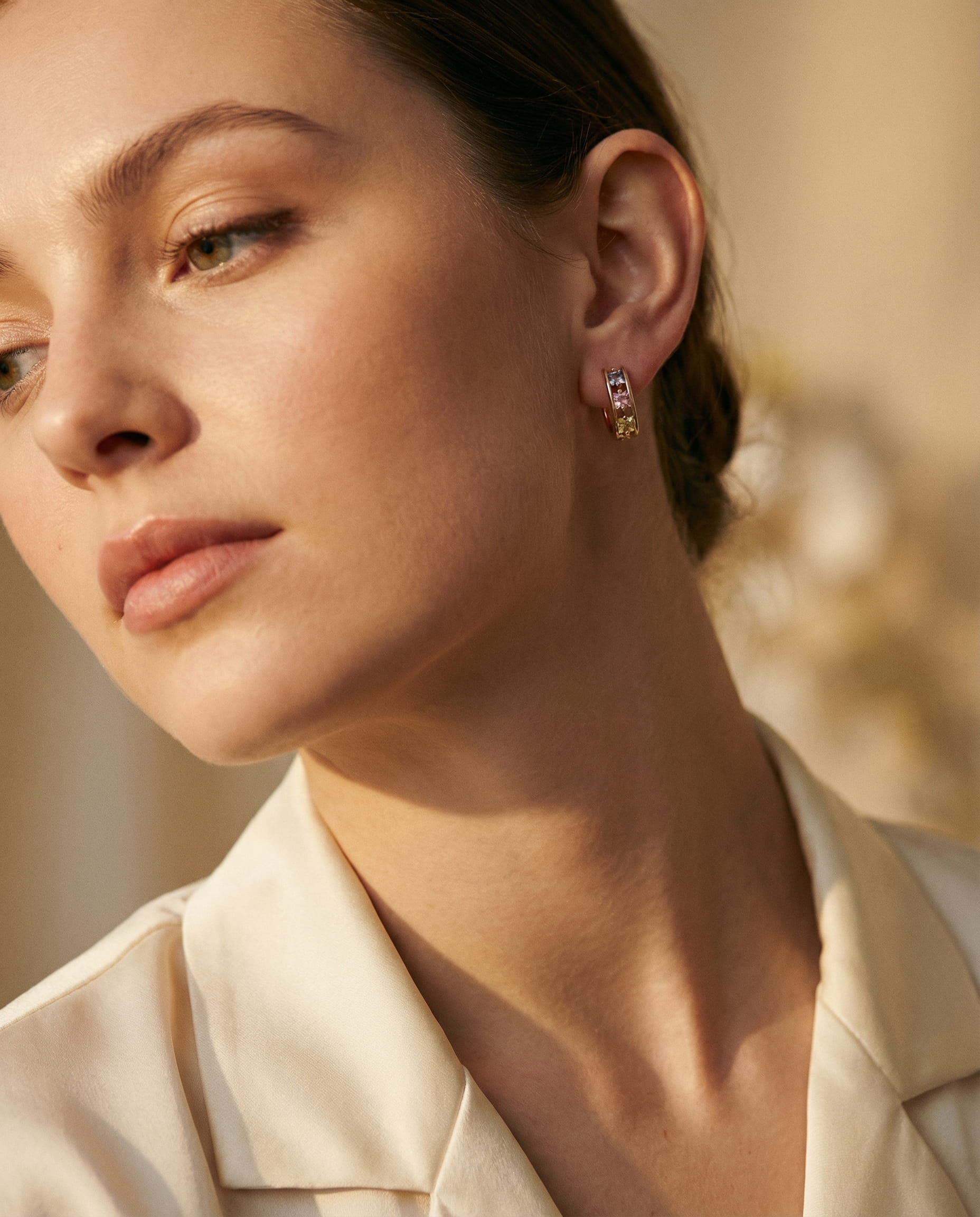 Multicoloured Gold Cubic Zirconia Earrings