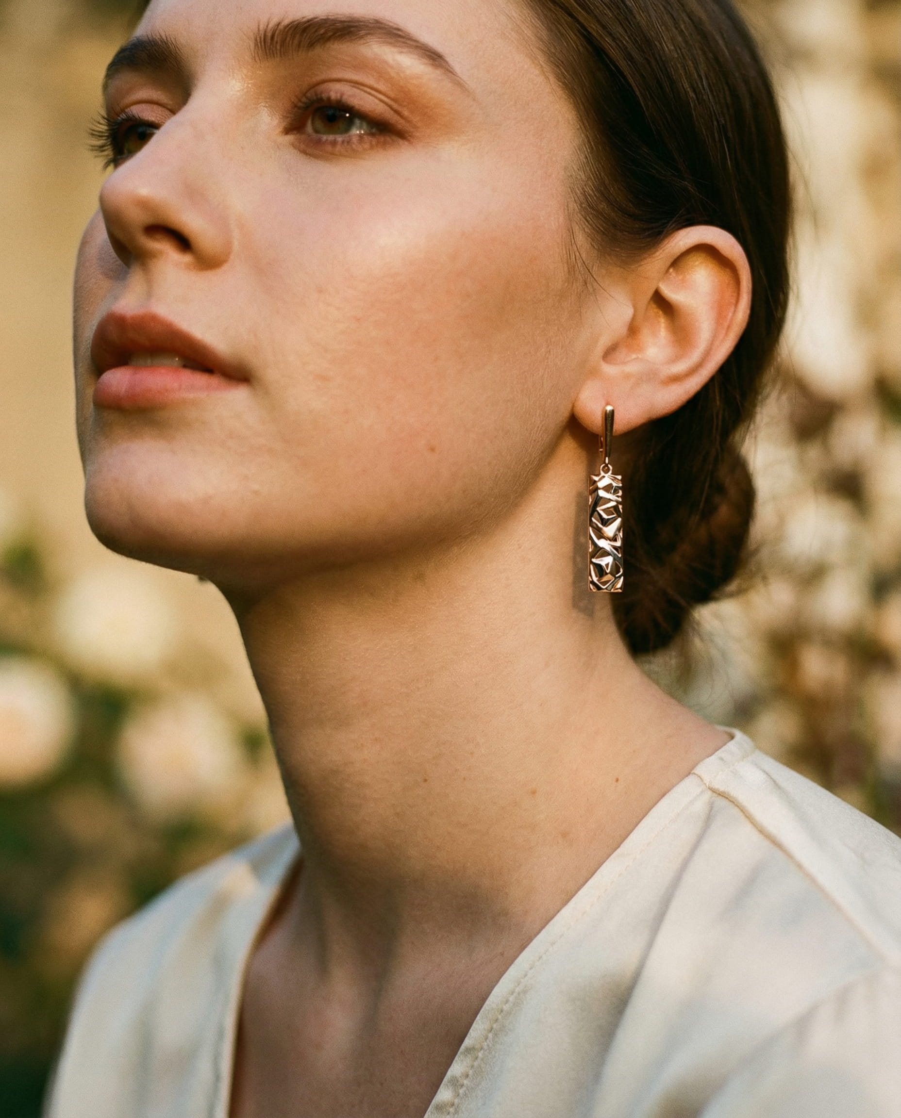 Elegant Rectangular Gold Earrings