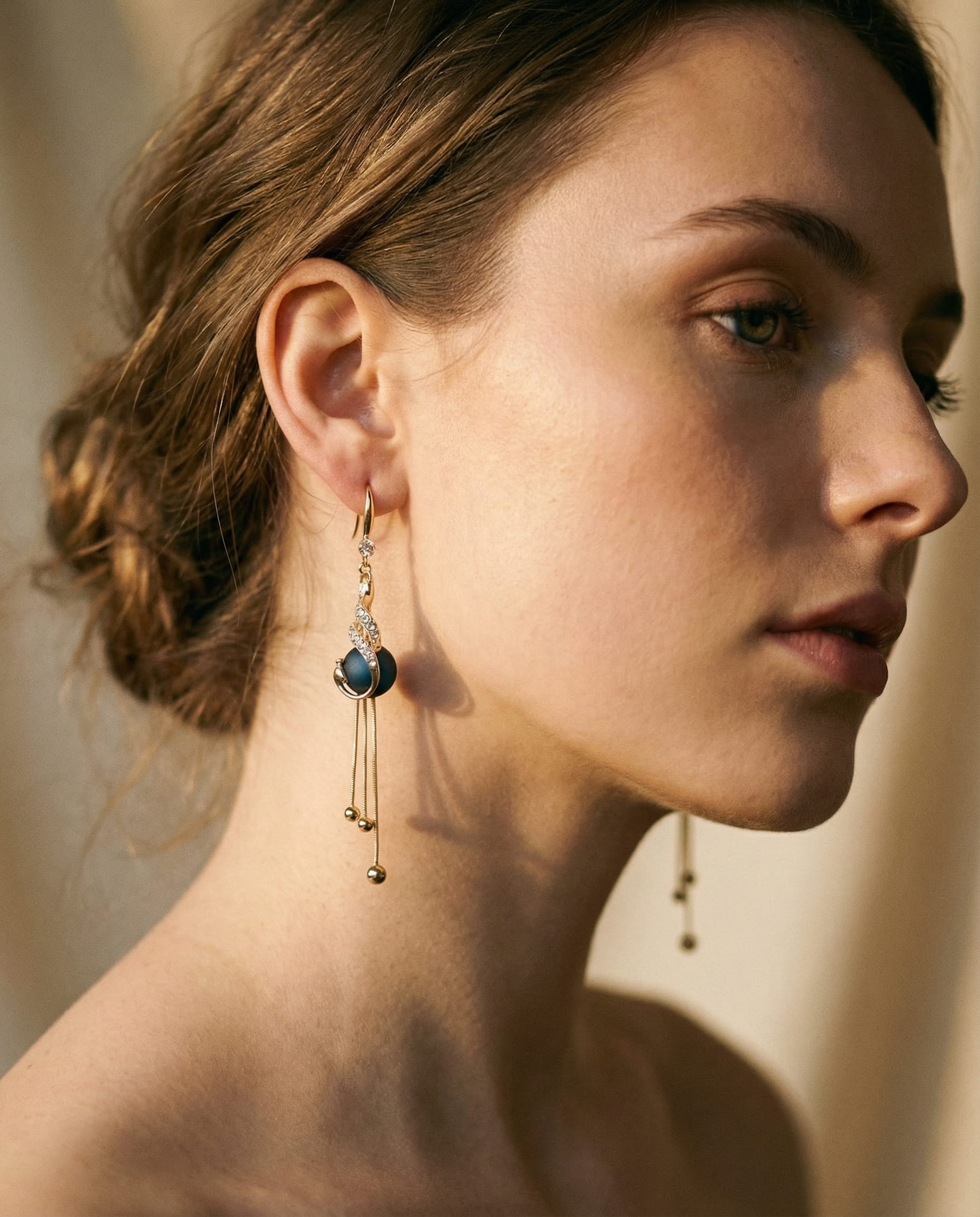 Festive Blue Pearl Earrings