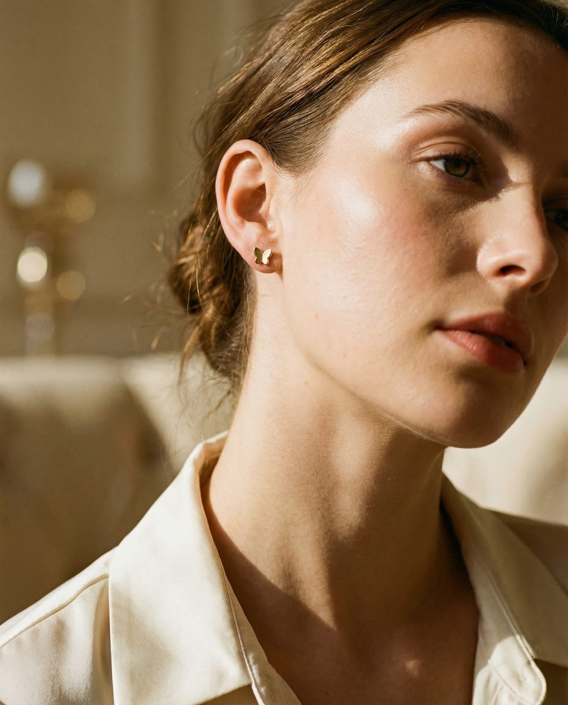 Small Gold Papillon Earrings