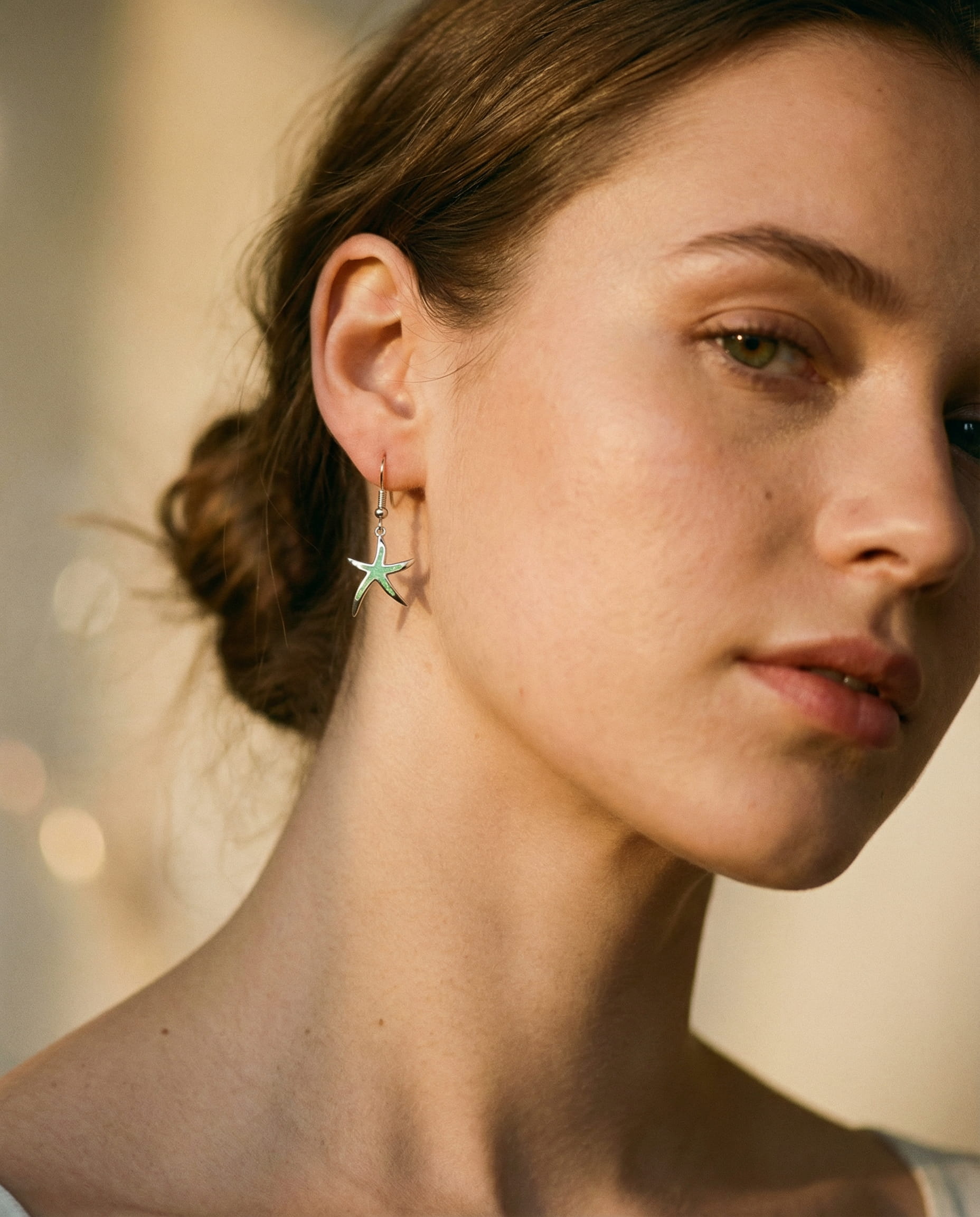 Starfish Earrings in Opal and Silver