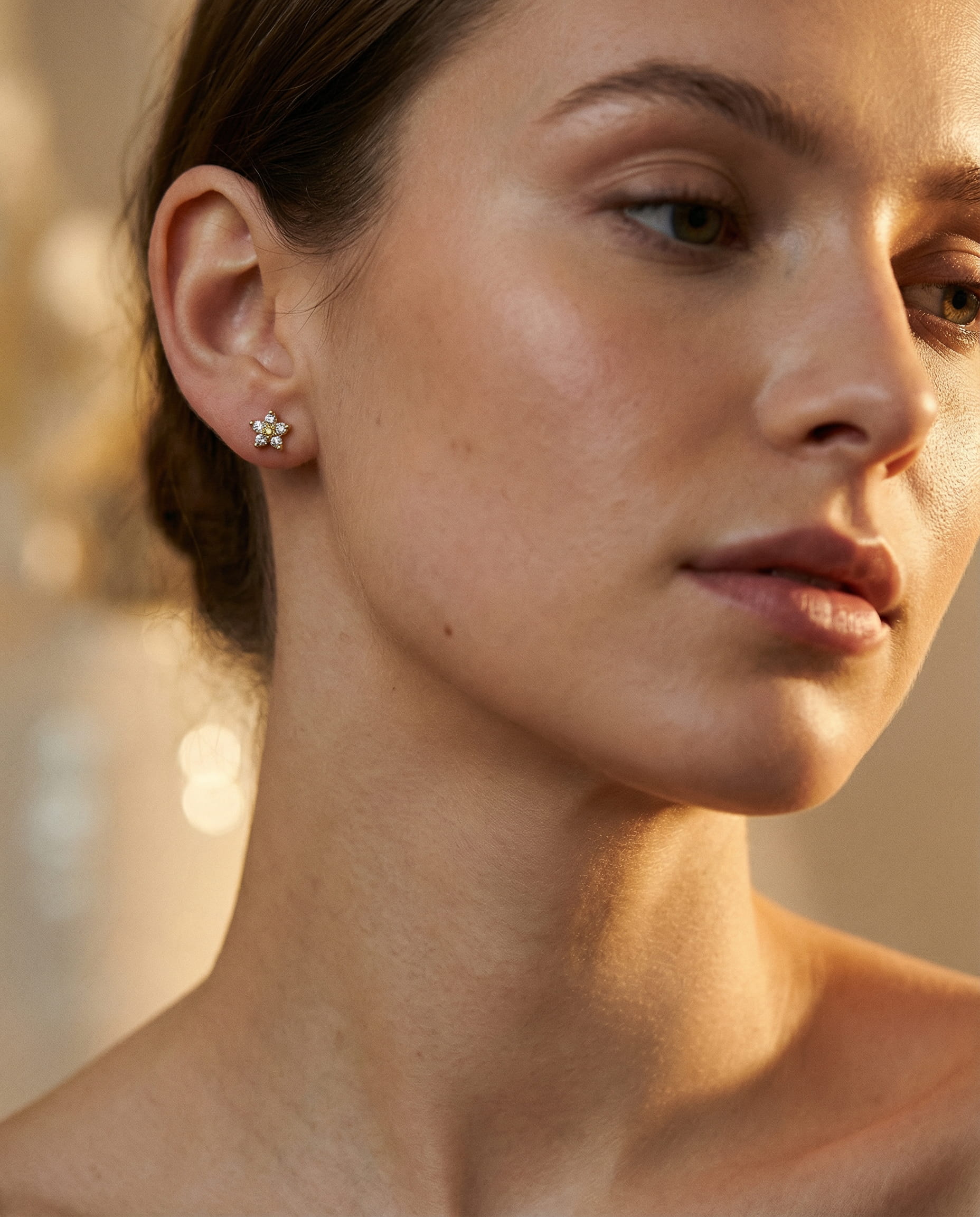 Stud Earrings with Delicate Flower