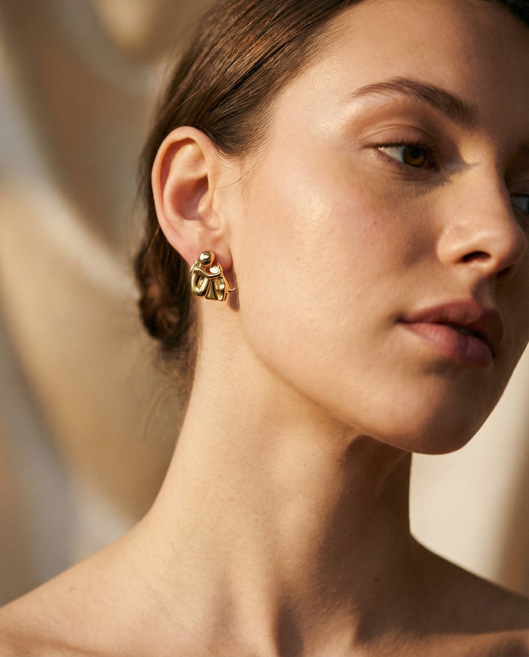 Two-Tone Hug Earrings, Silver and Gold