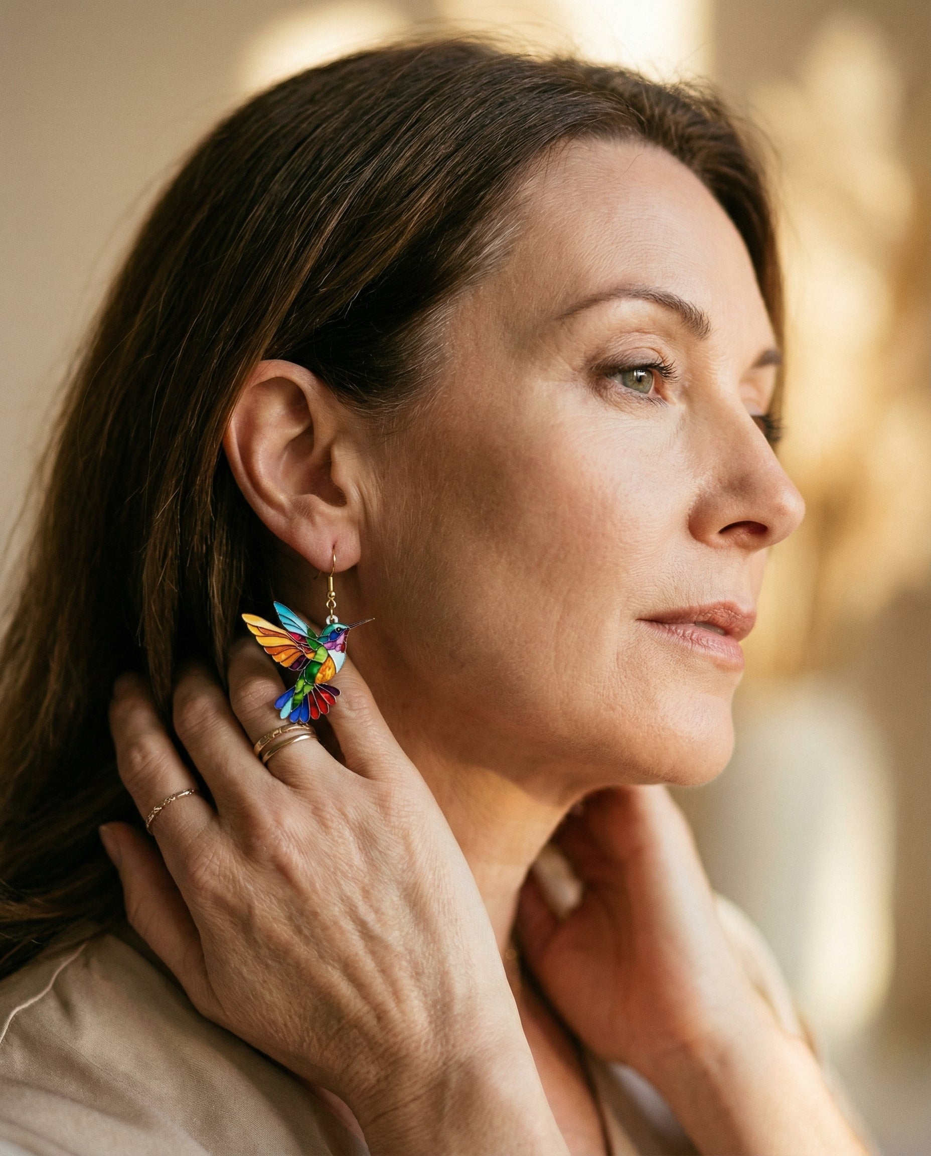 Acrylic Hummingbird Drop Earrings