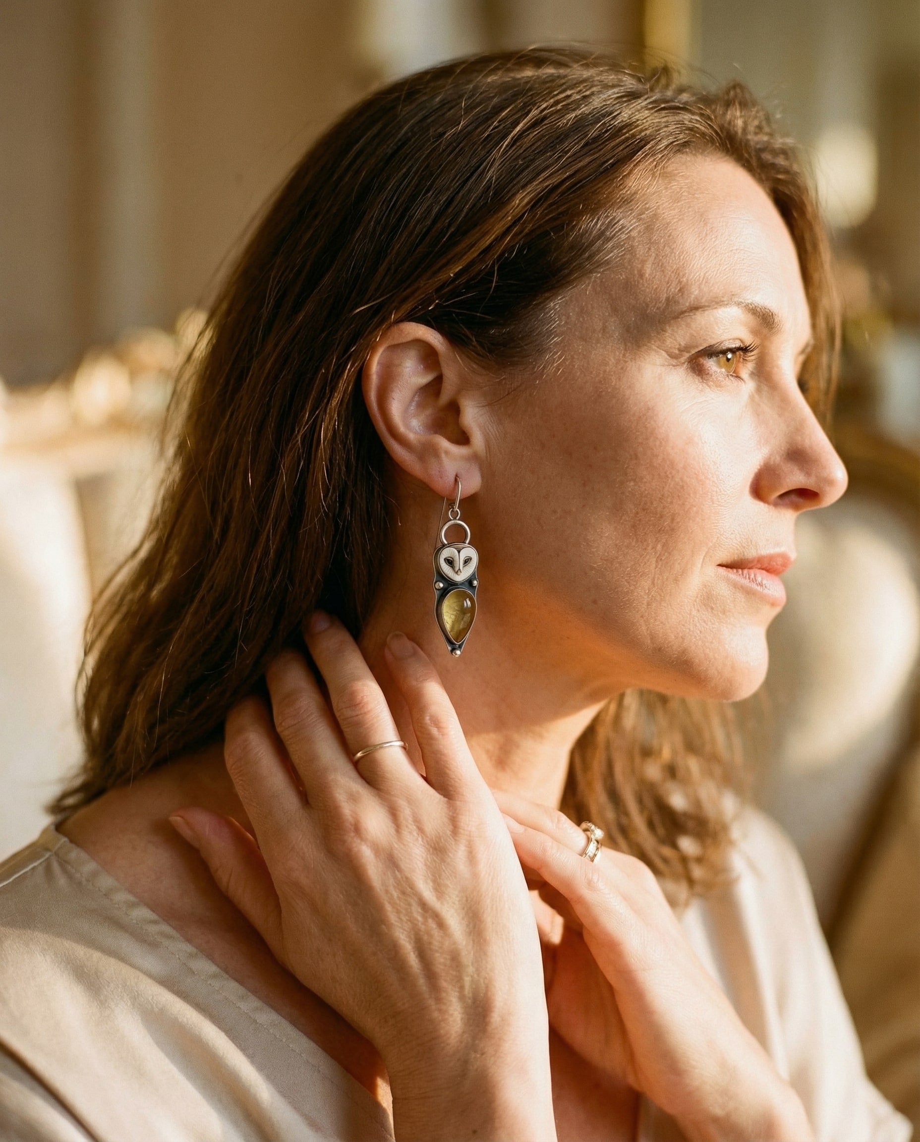 Boho Owl Drop Earrings