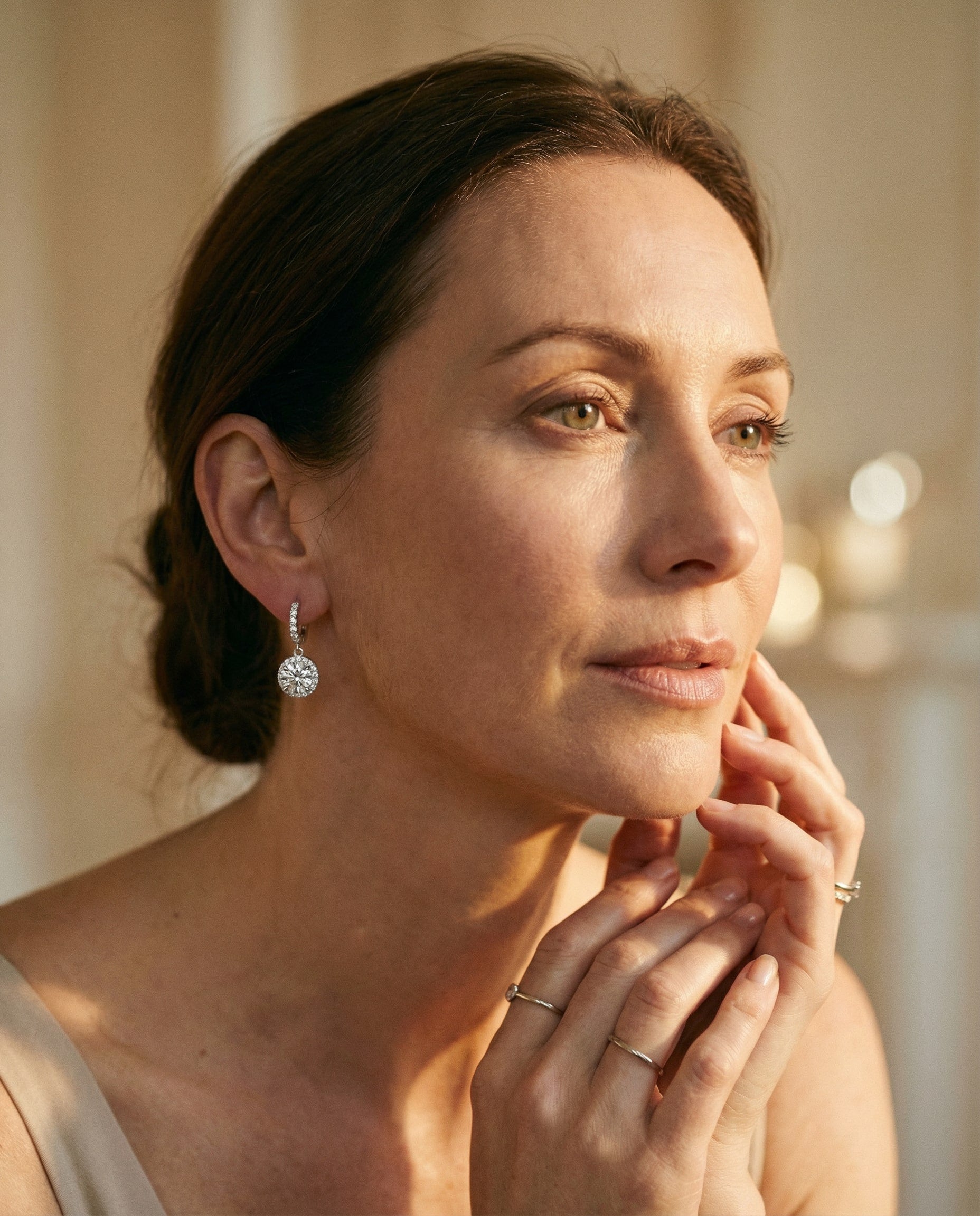 Round Moissanite Drop Earrings