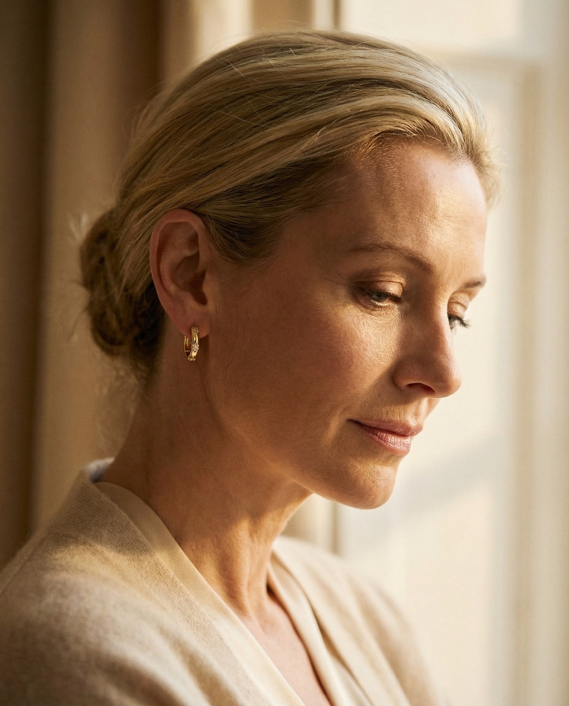 Vintage Gold Flower Hoop Earrings