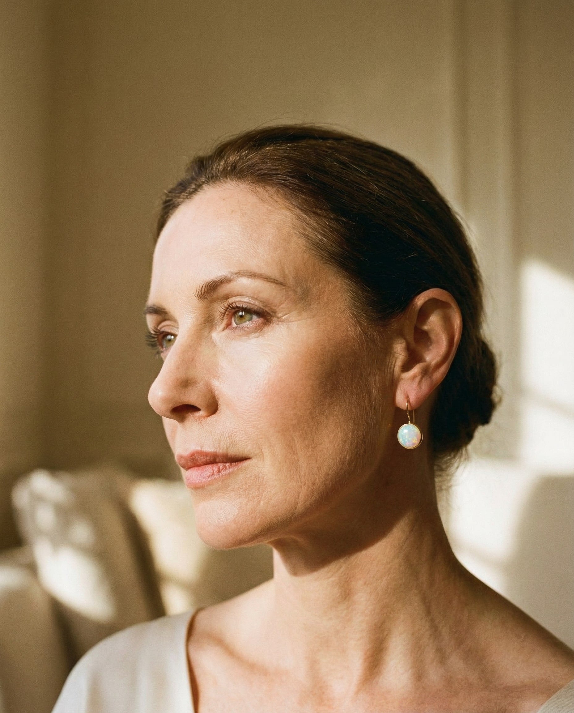 Vintage Gold Opal Stone Earrings