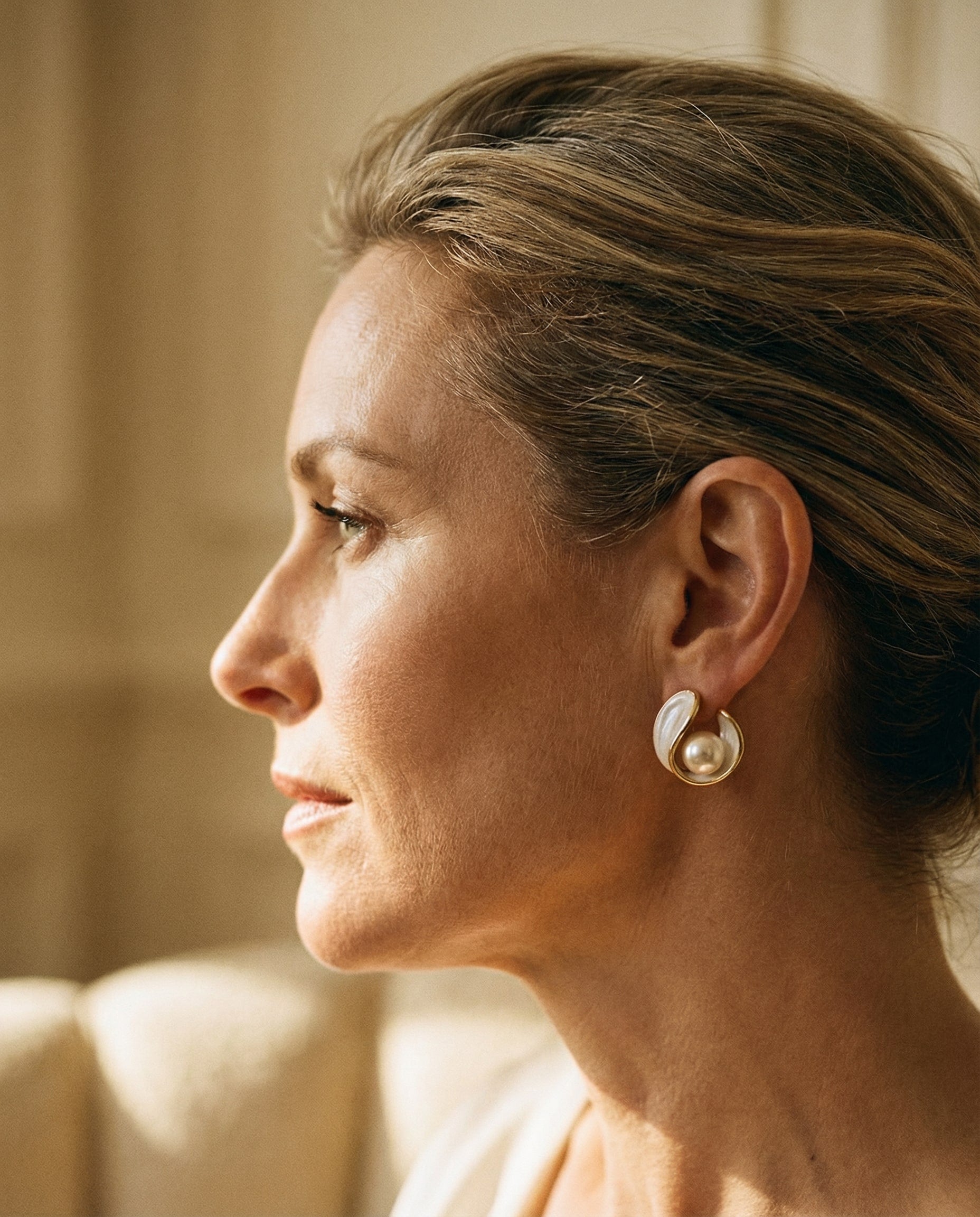 Luxury Gold White Opal and Pearl Earrings