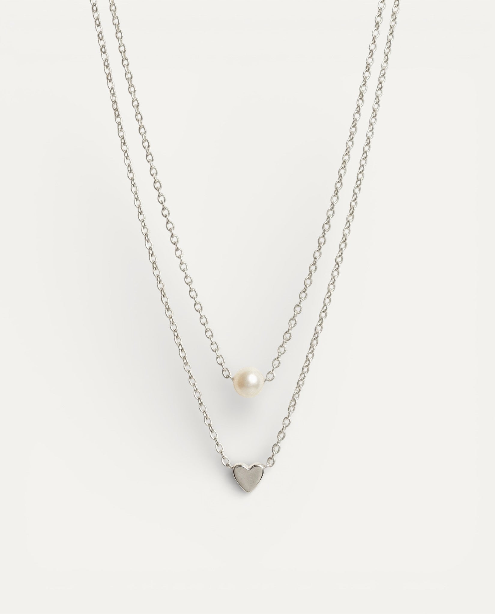 Silver Heart and Pearl Necklace