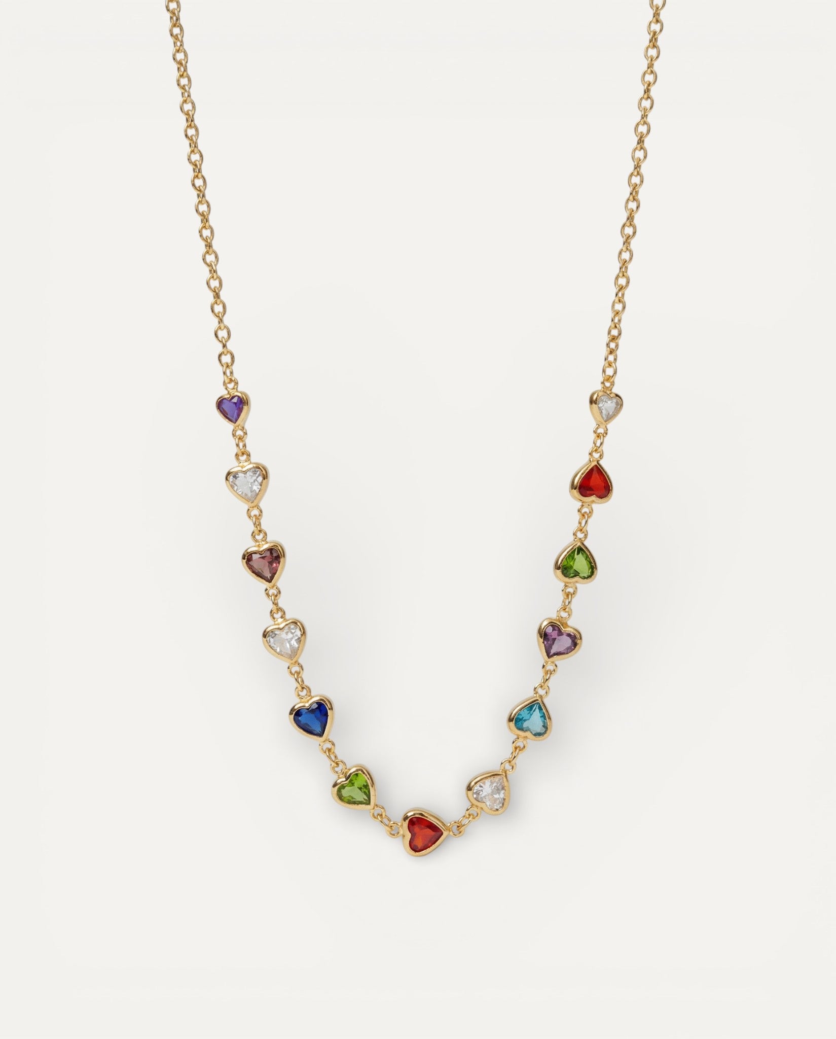 Multicoloured Crystal Heart Necklace