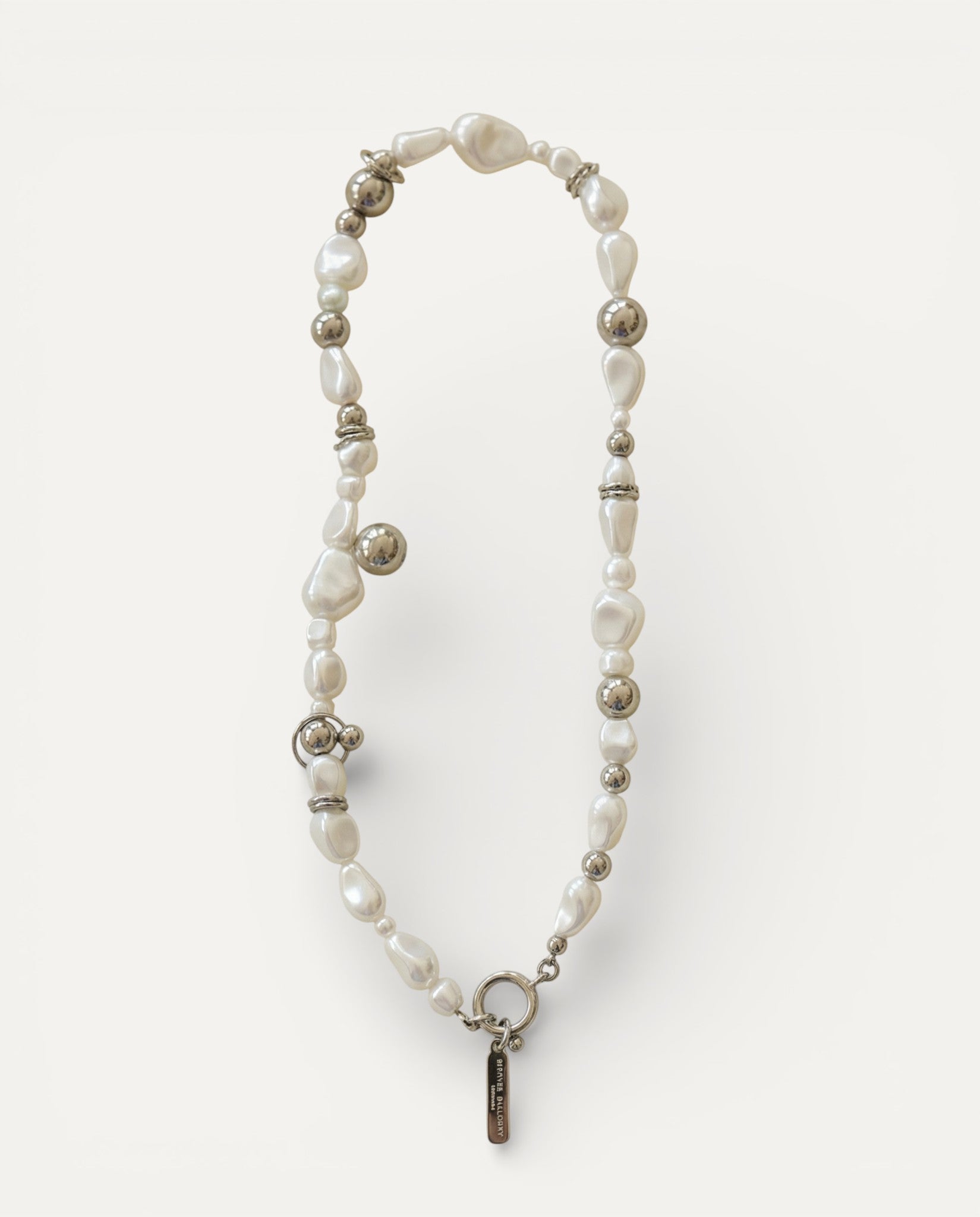 Vintage Silver Bead and Pearl Necklace