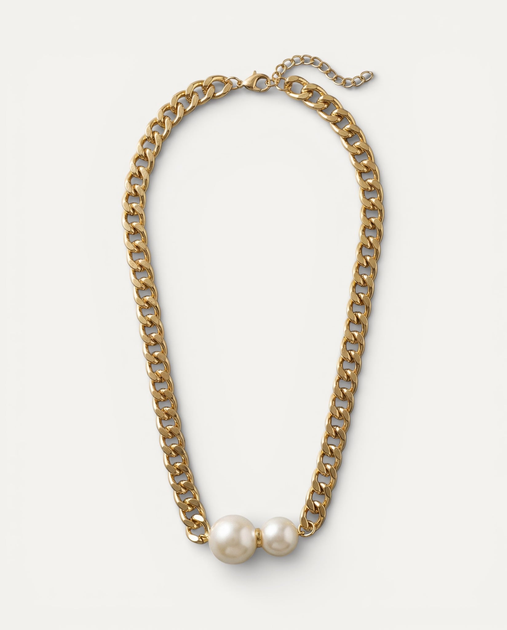Elegant Double Pearl Chain Necklace