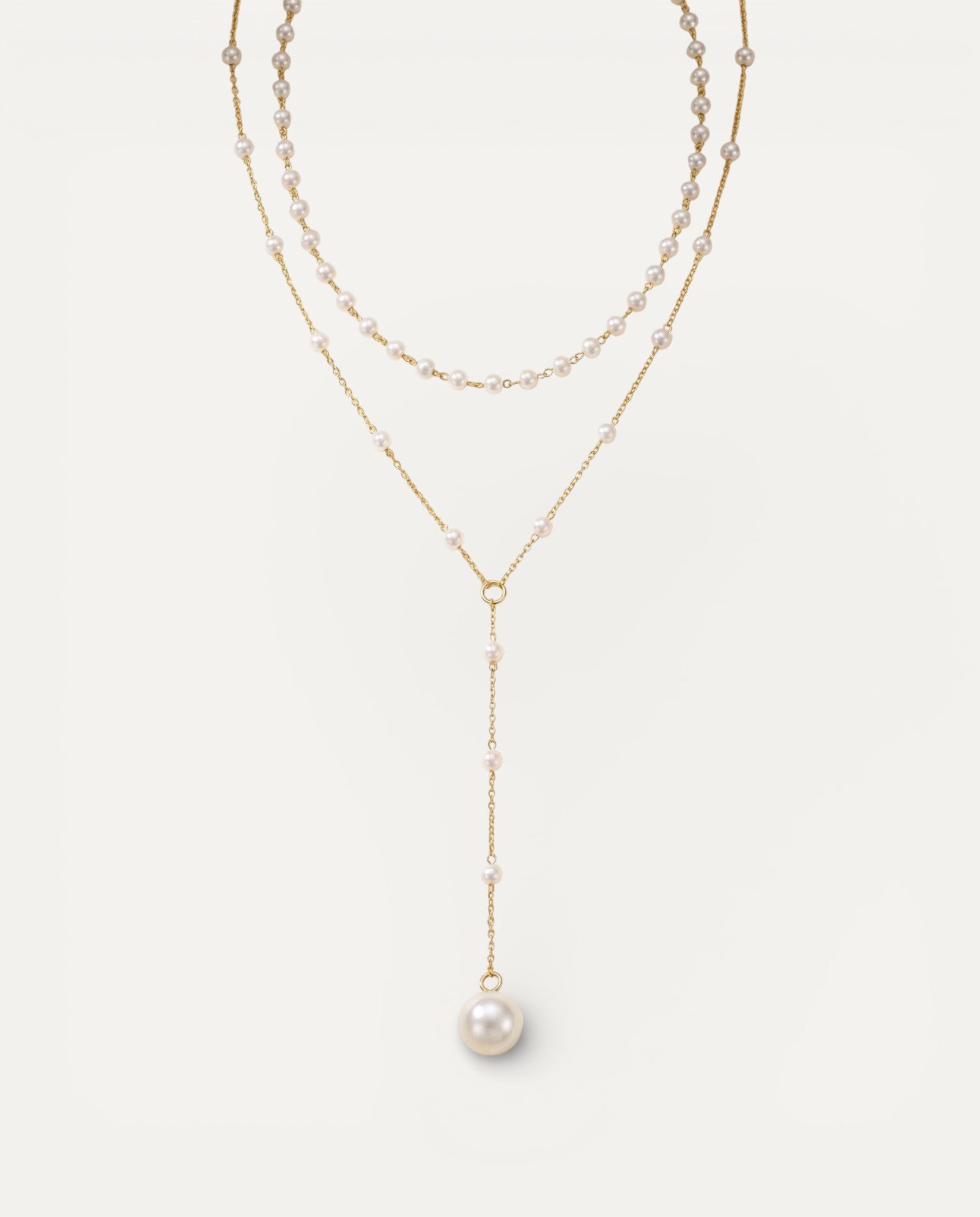 Two-Strand Pearl Drop Necklace