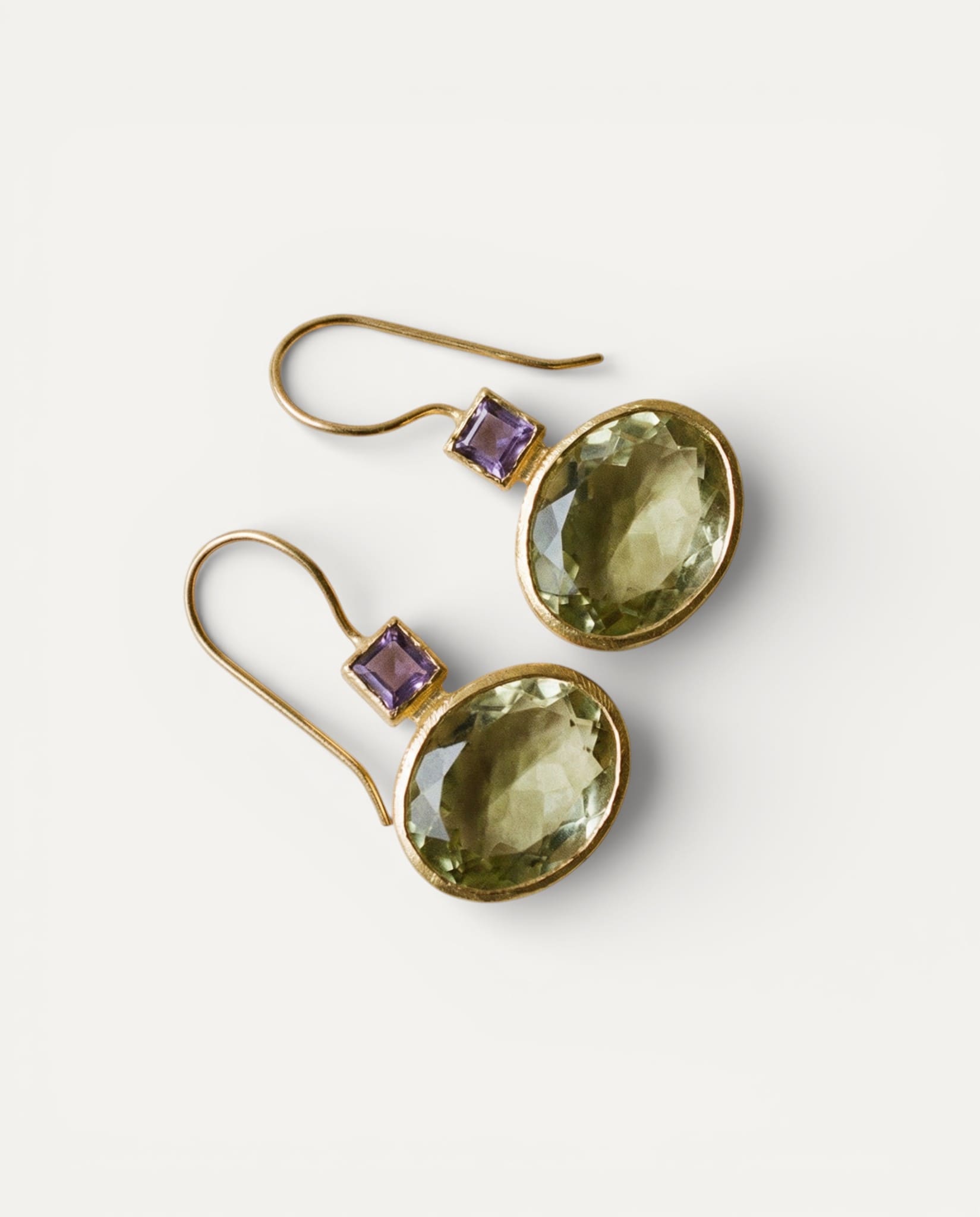 Gold Green Crystal Earrings