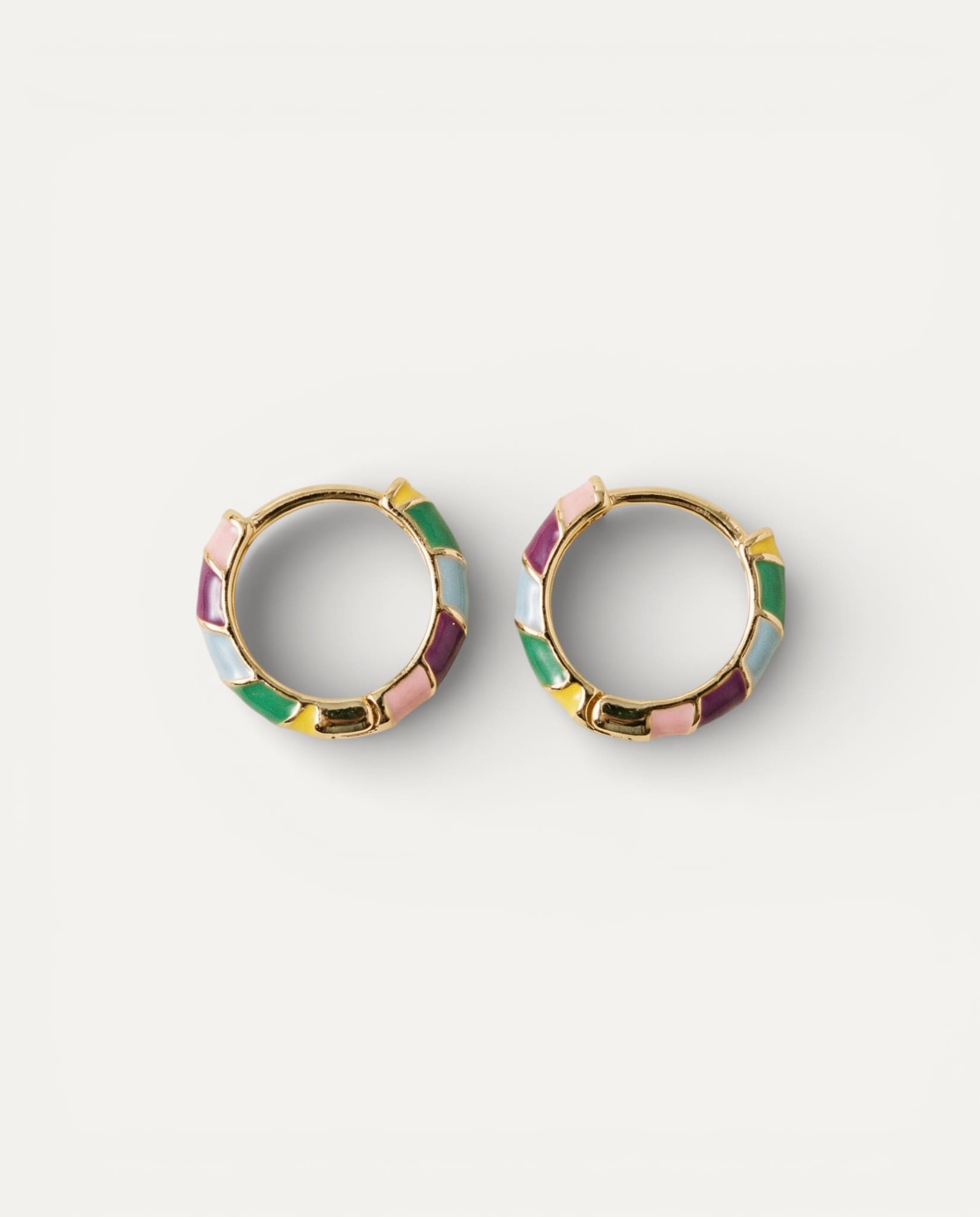 Elegant Gold Multicoloured Enamel Earrings
