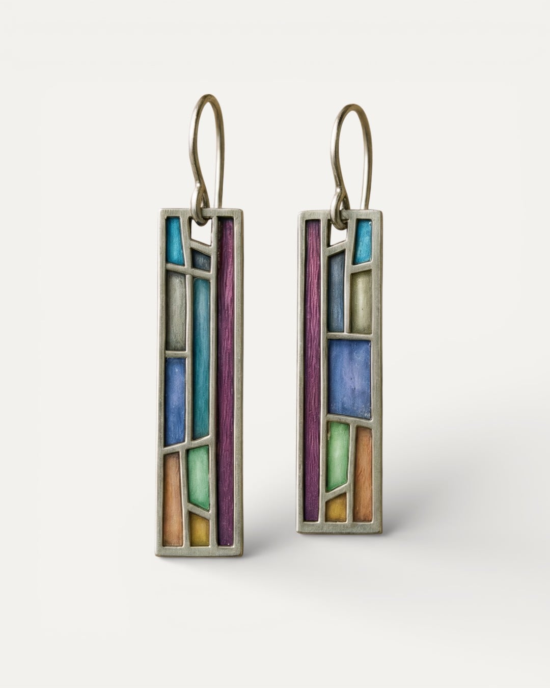 Vintage Silver Mosaic Earrings
