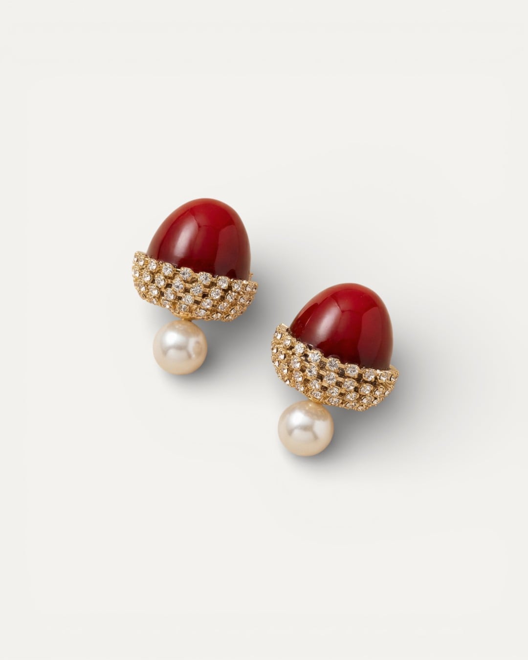 Red Hazelnut Pearl Earrings