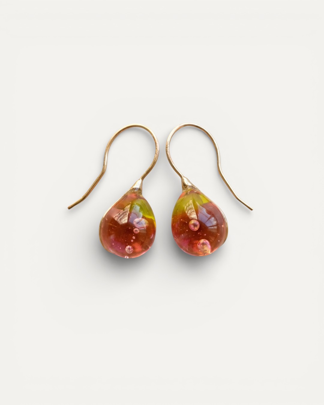 Retro Amber Glass Drop Earrings