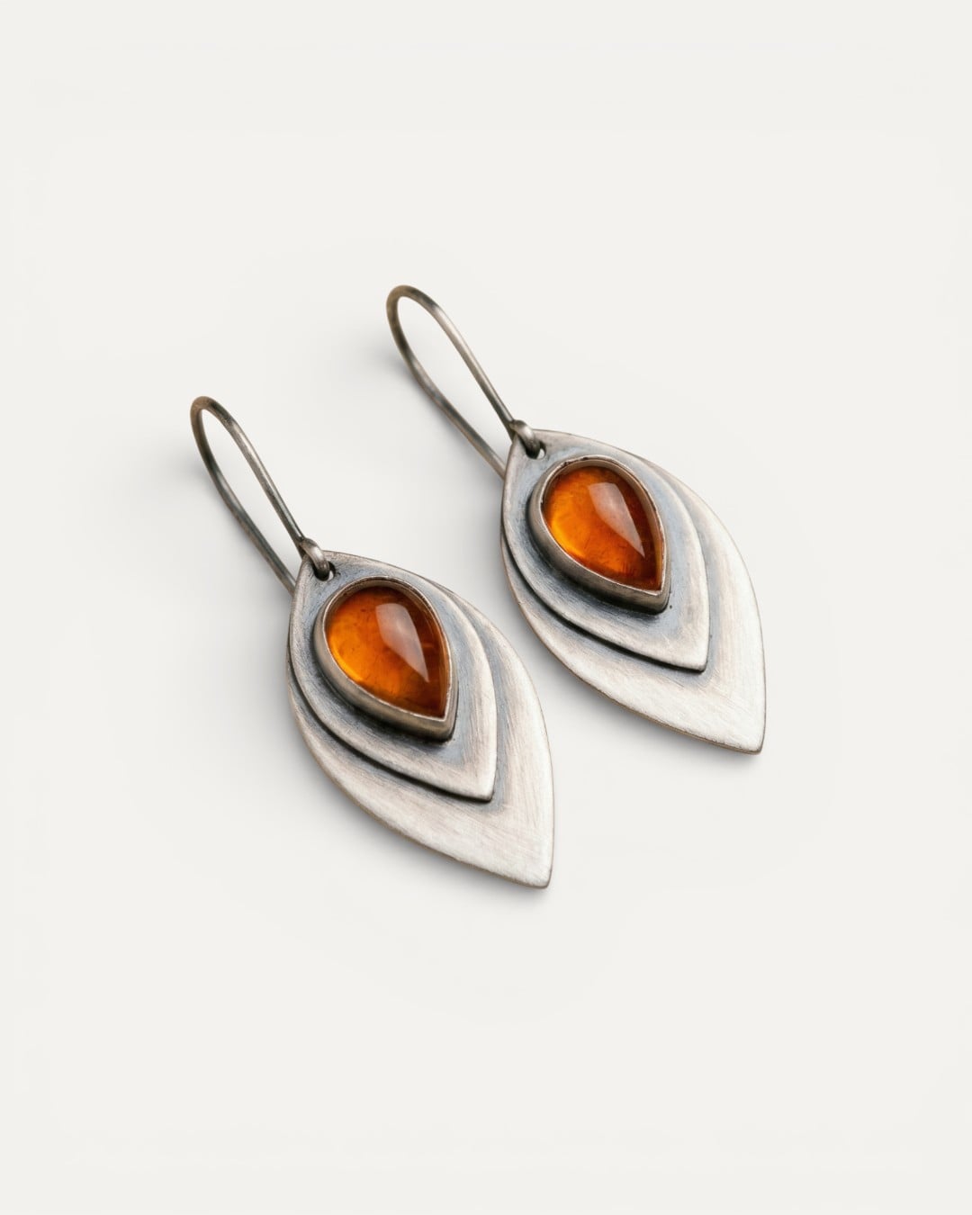 Vintage Silver Orange Stone Earrings