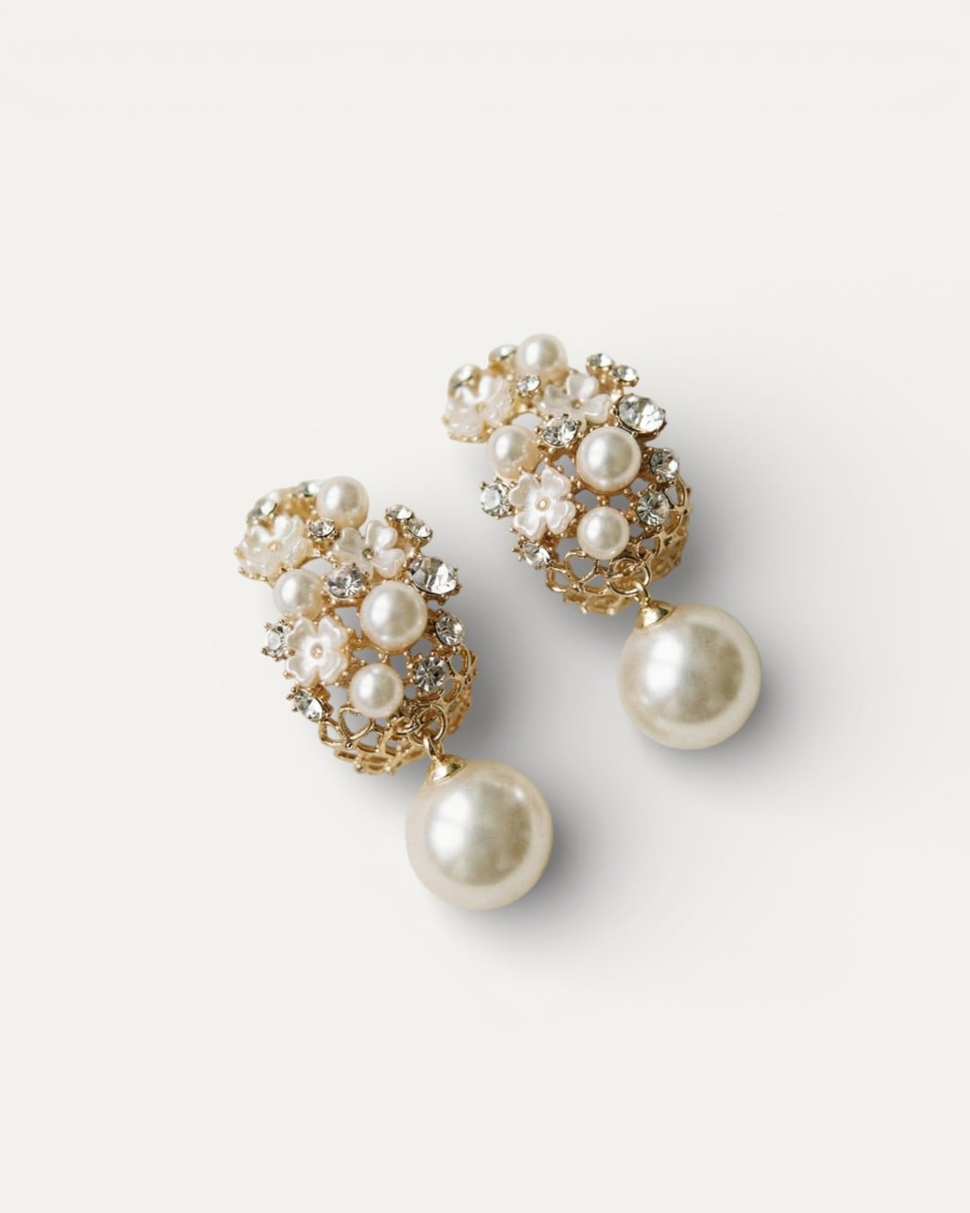 Elegant Pearl and Flower Earrings