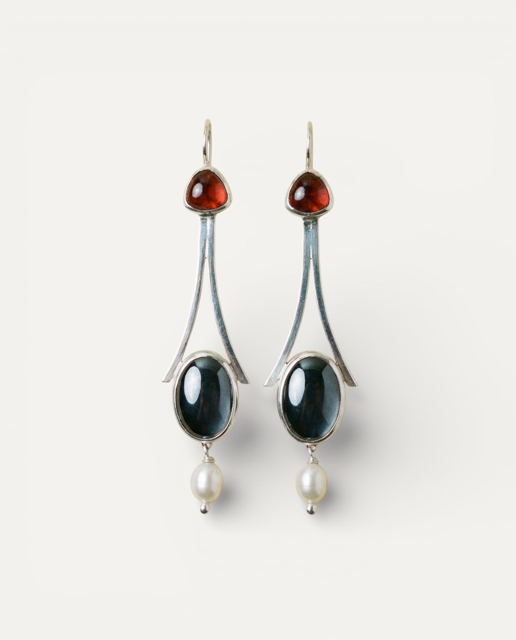 Vintage Red Crystal and Pearl Earrings