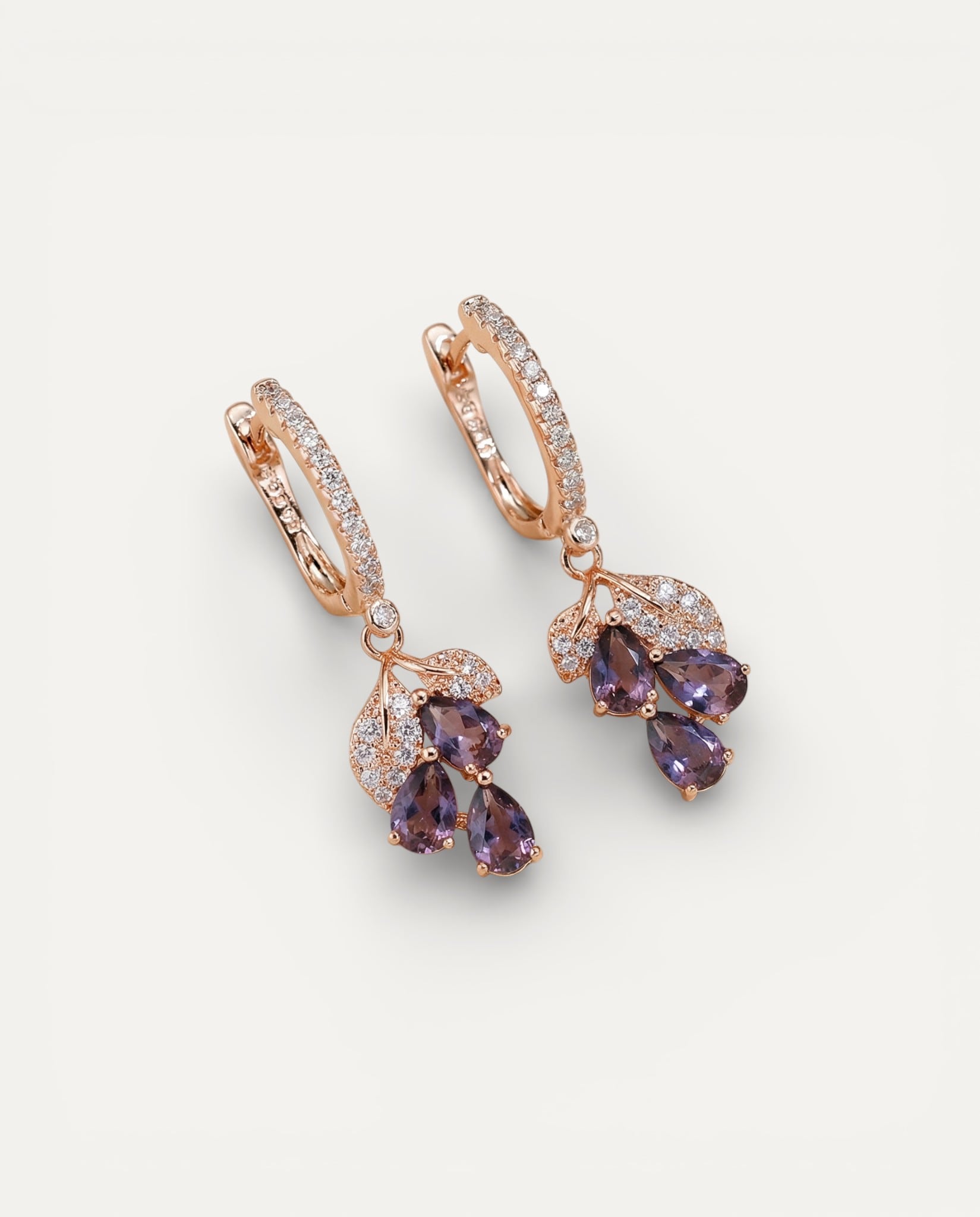 Elegant Gold Garnet Crystal Earrings