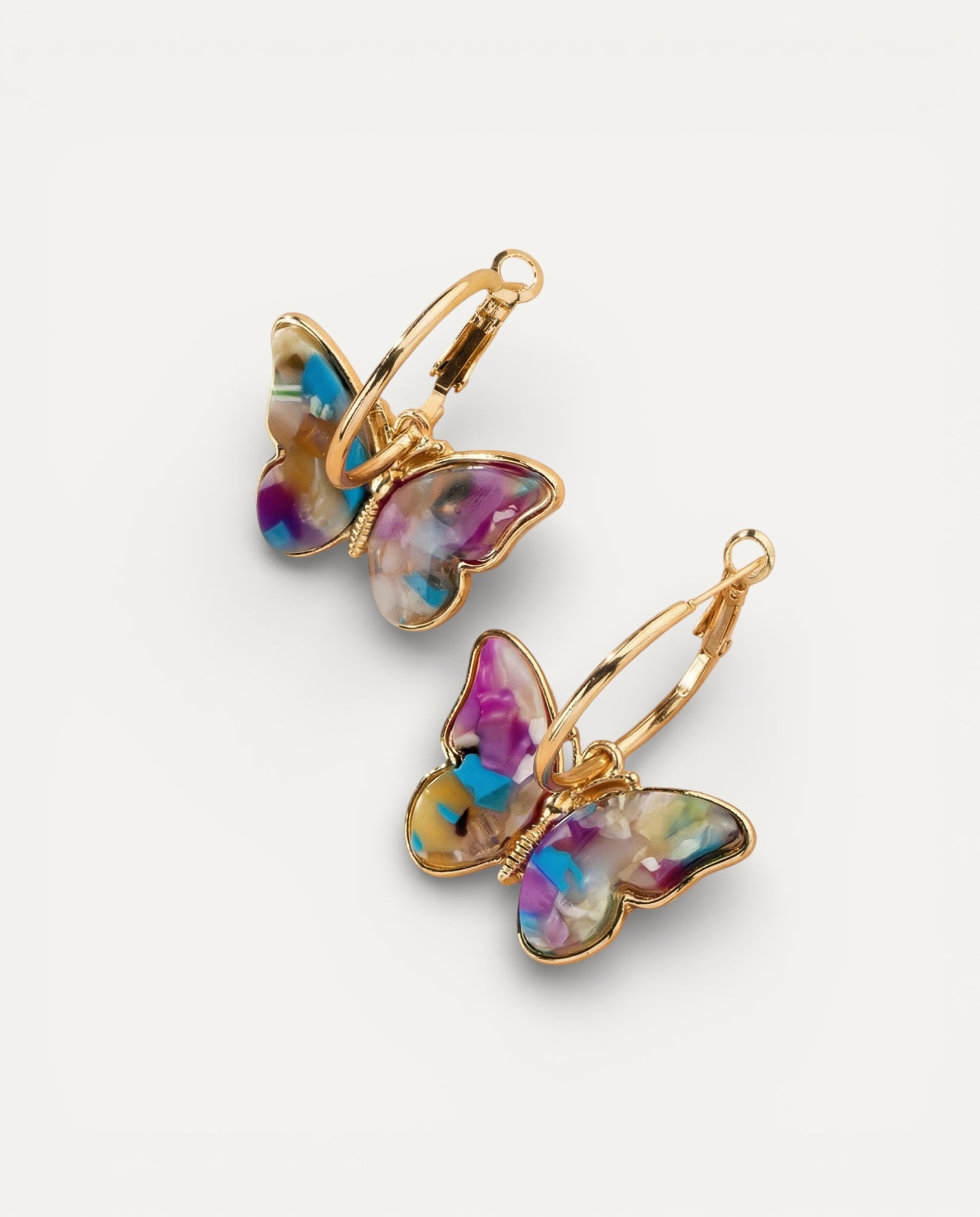 Hand-Painted Enamel Crystal Butterfly Earrings
