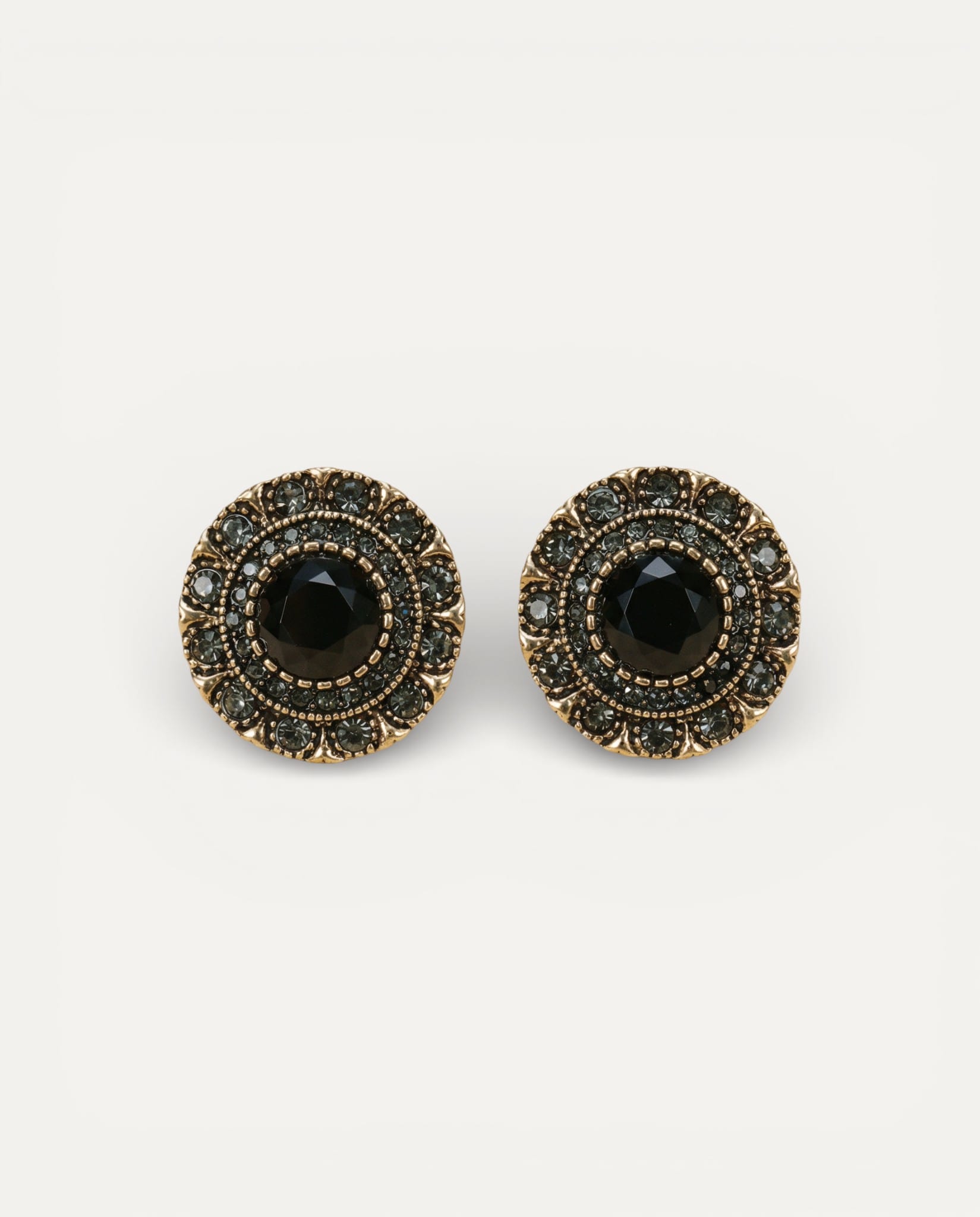 Elegant Round Black Crystal Earrings