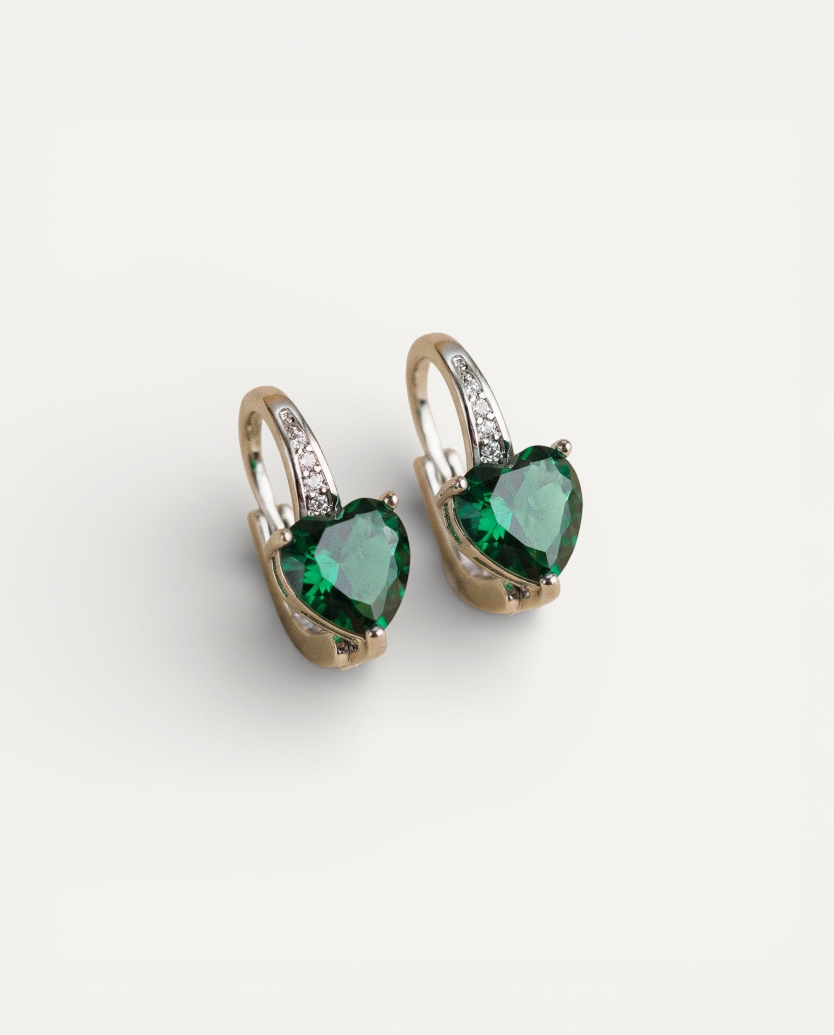 Emerald Heart Stone Earrings