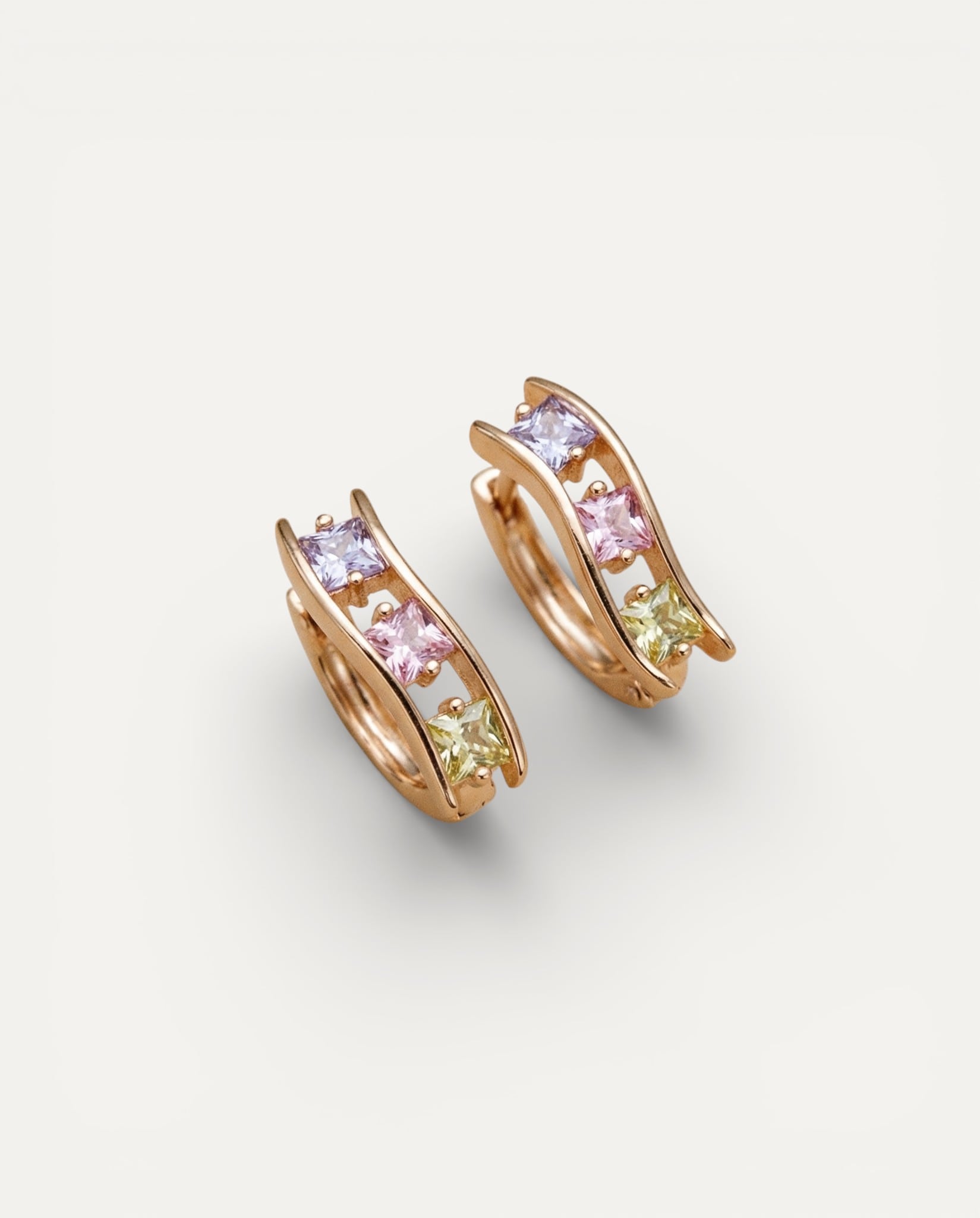 Multicoloured Gold Cubic Zirconia Earrings