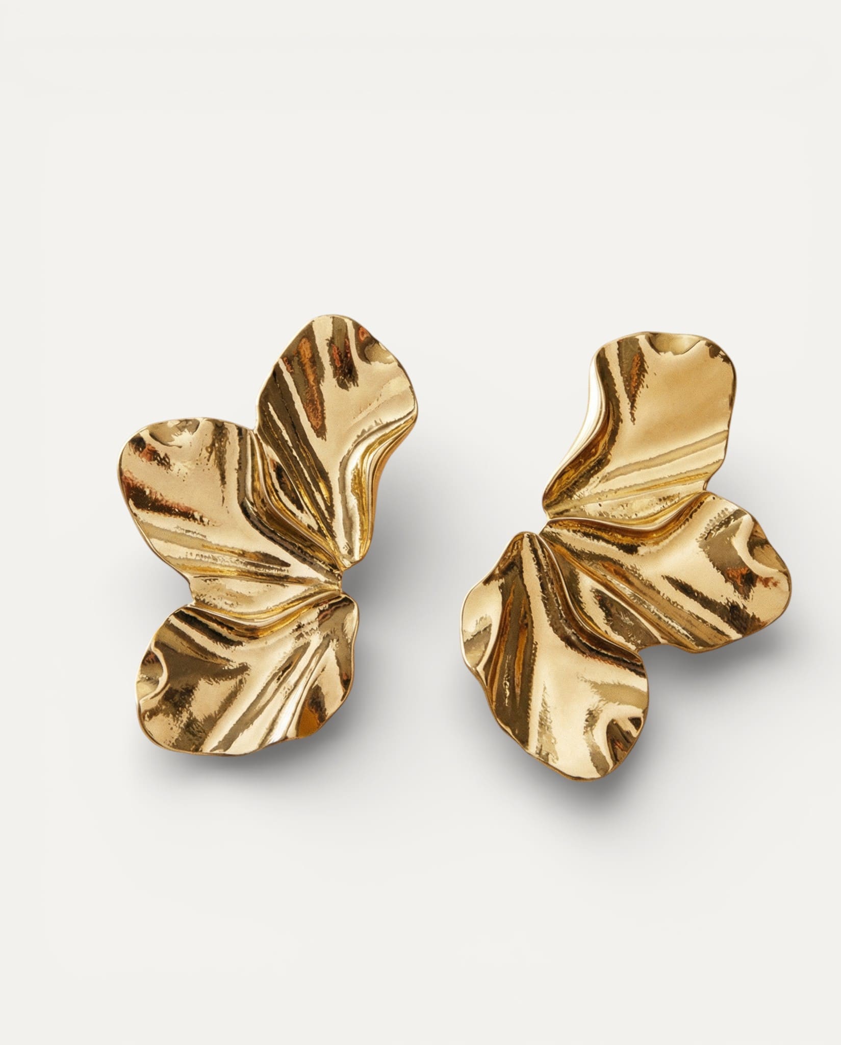 Gold 'Half Flower' Earrings