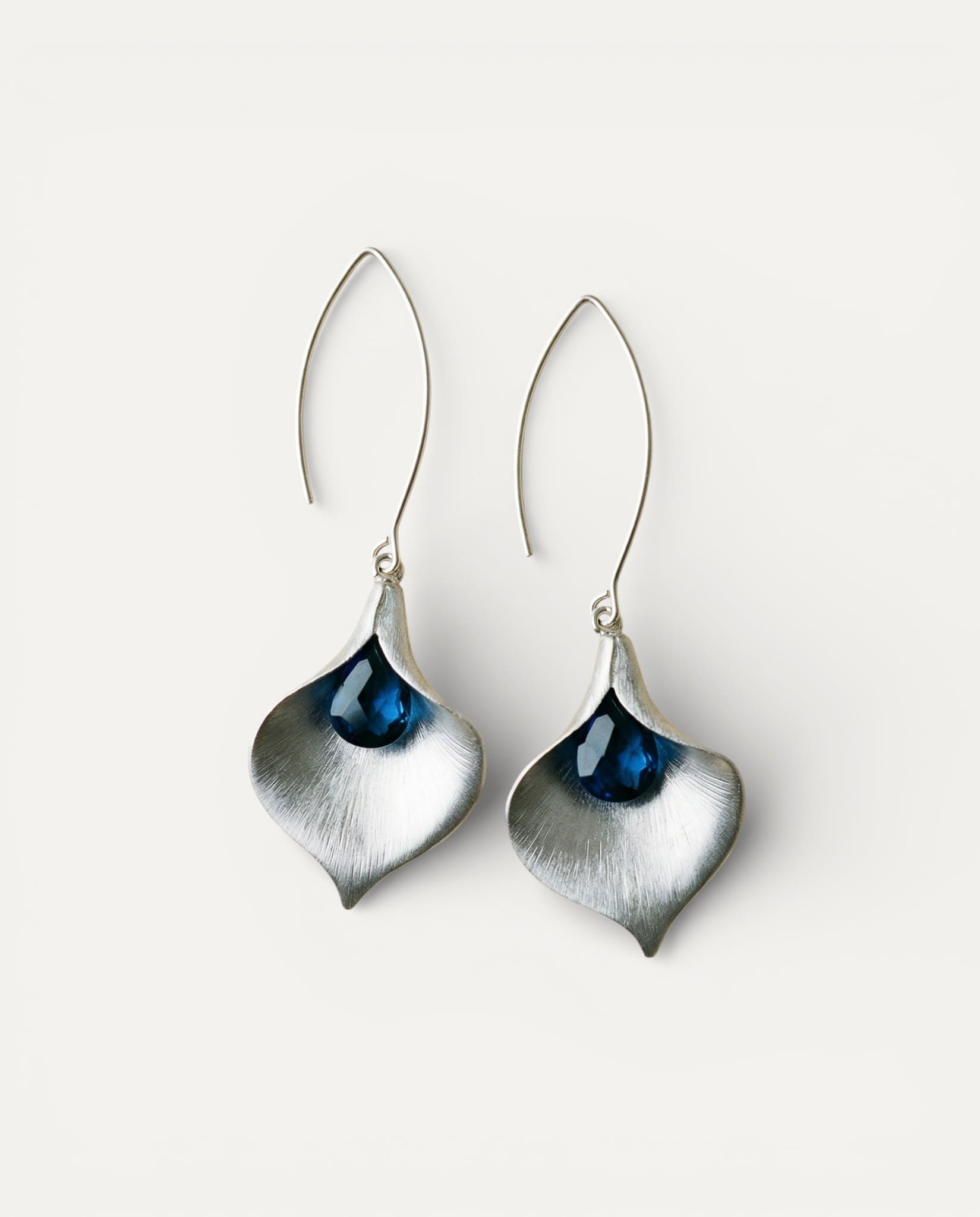 Silver Blue Lotus Earrings