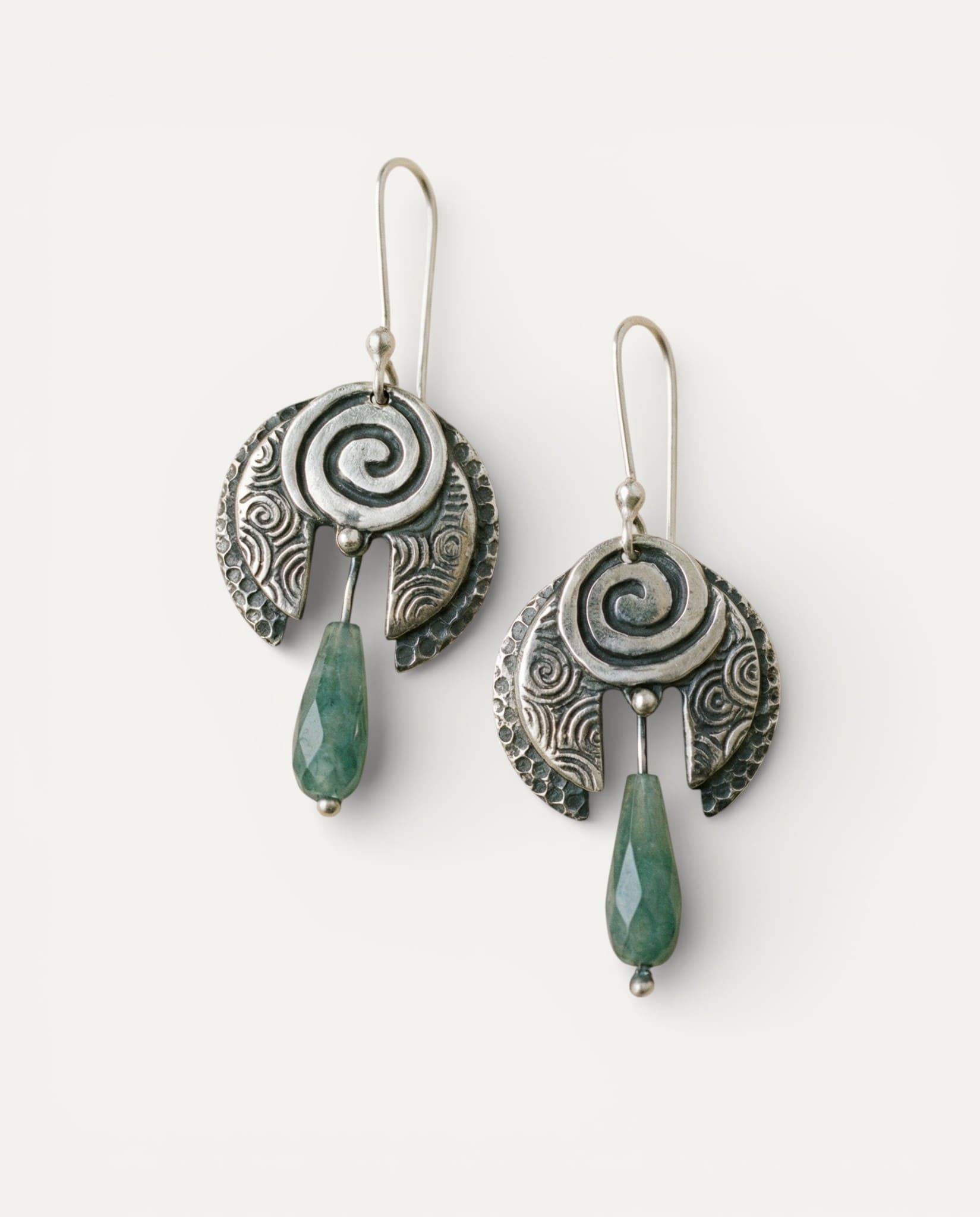 Vintage Green Stone Drop Earrings
