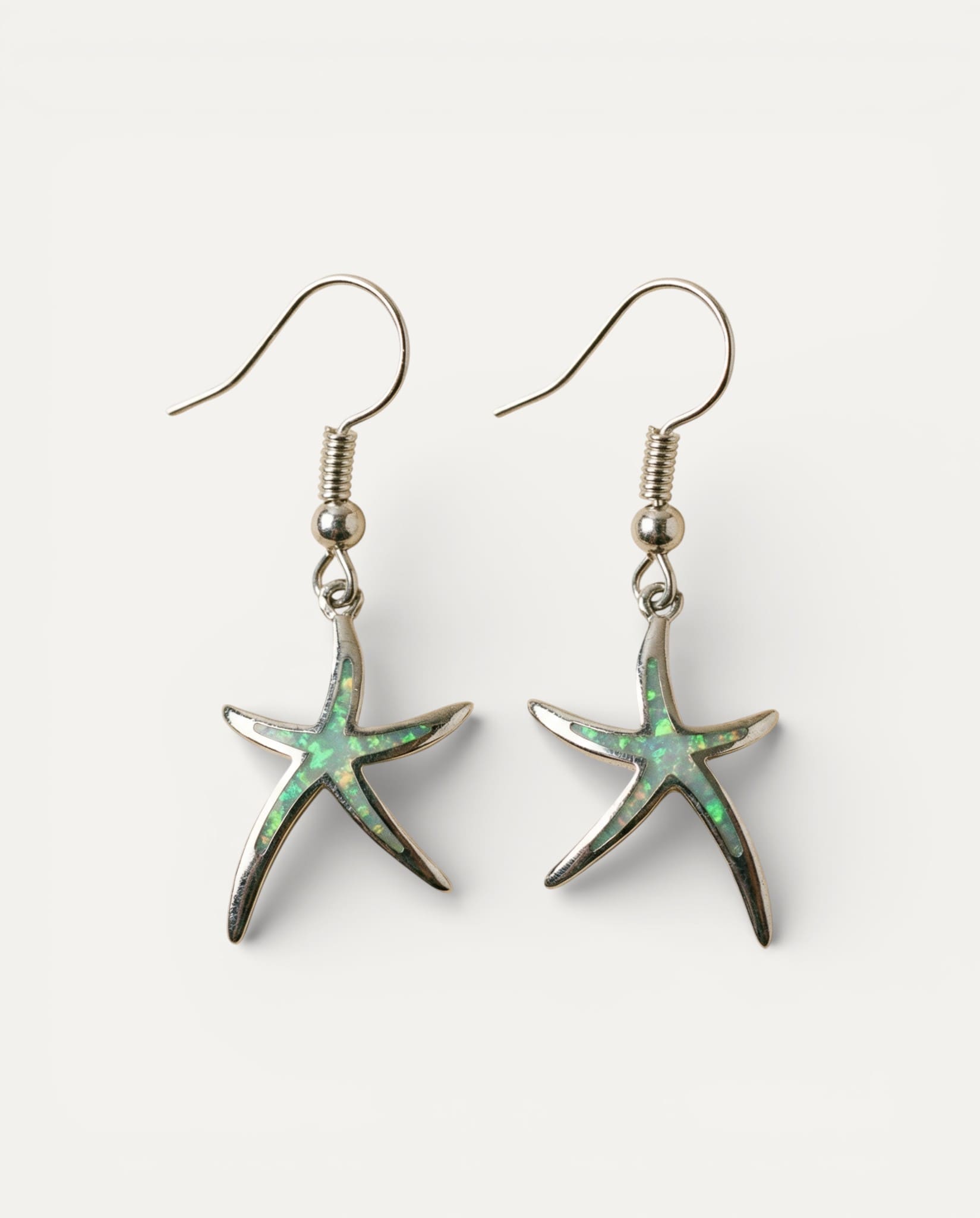 Starfish Earrings in Opal and Silver