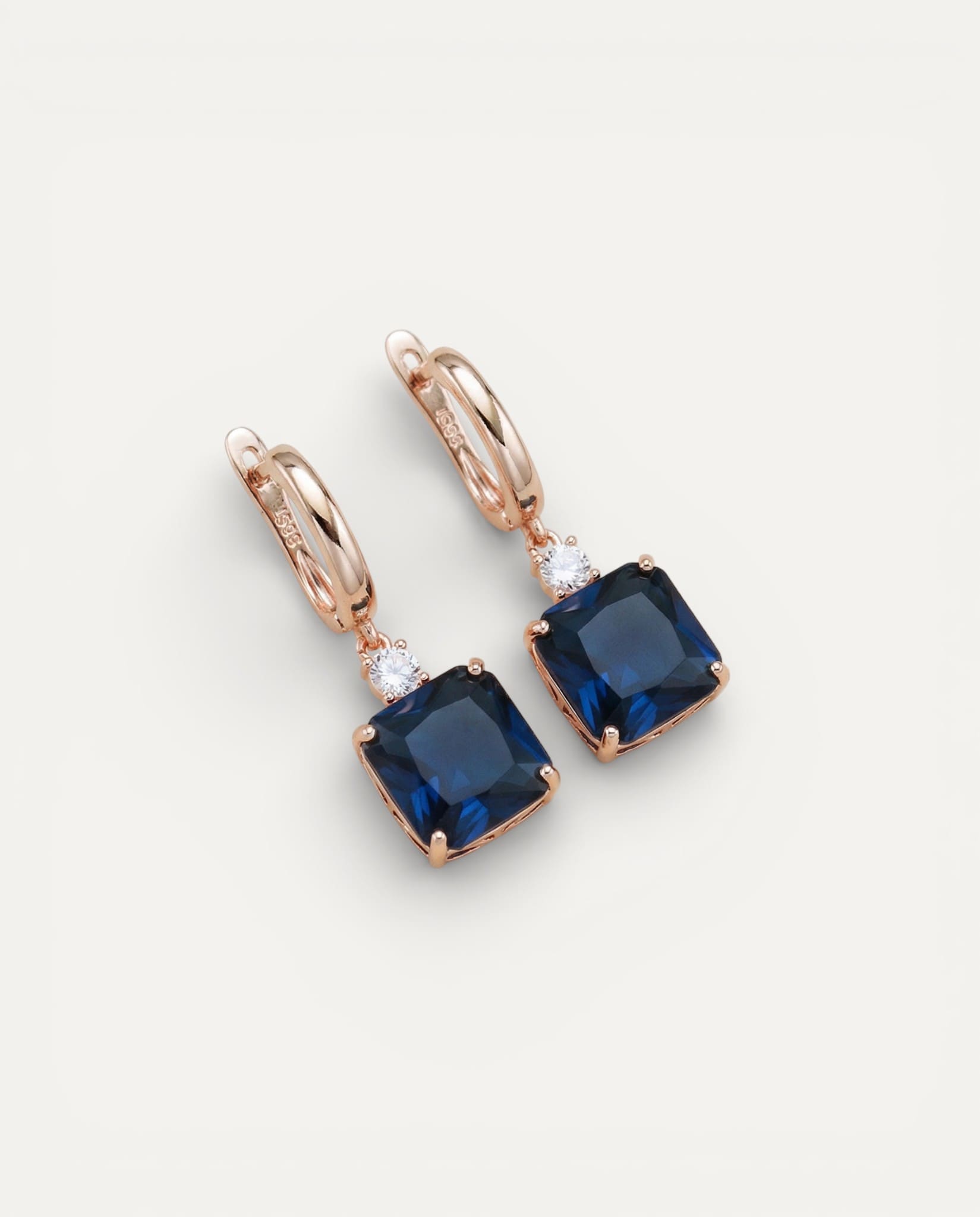 Elegant Dark Blue Cubic Crystal Earrings
