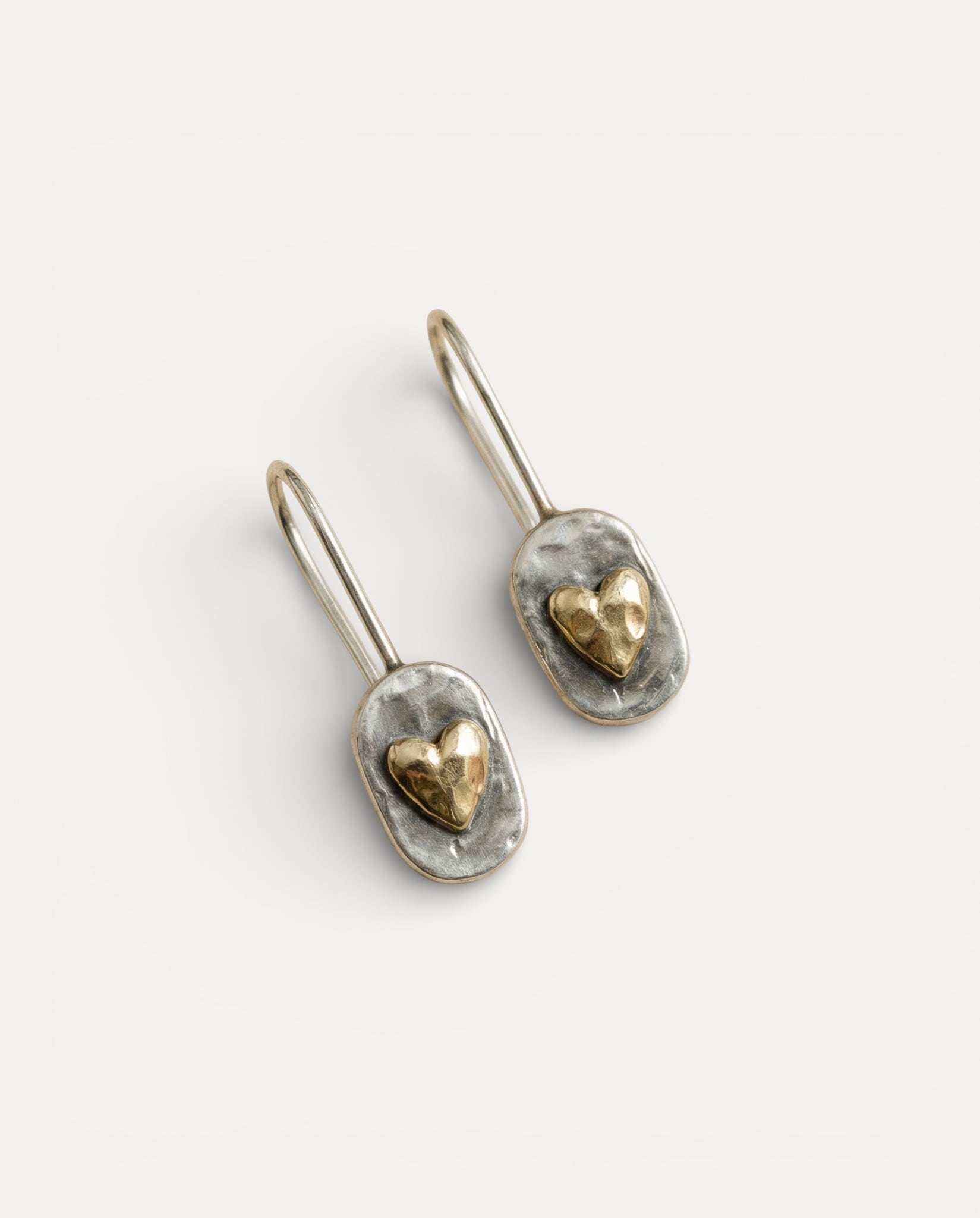 Vintage Silver Gold Heart Earrings