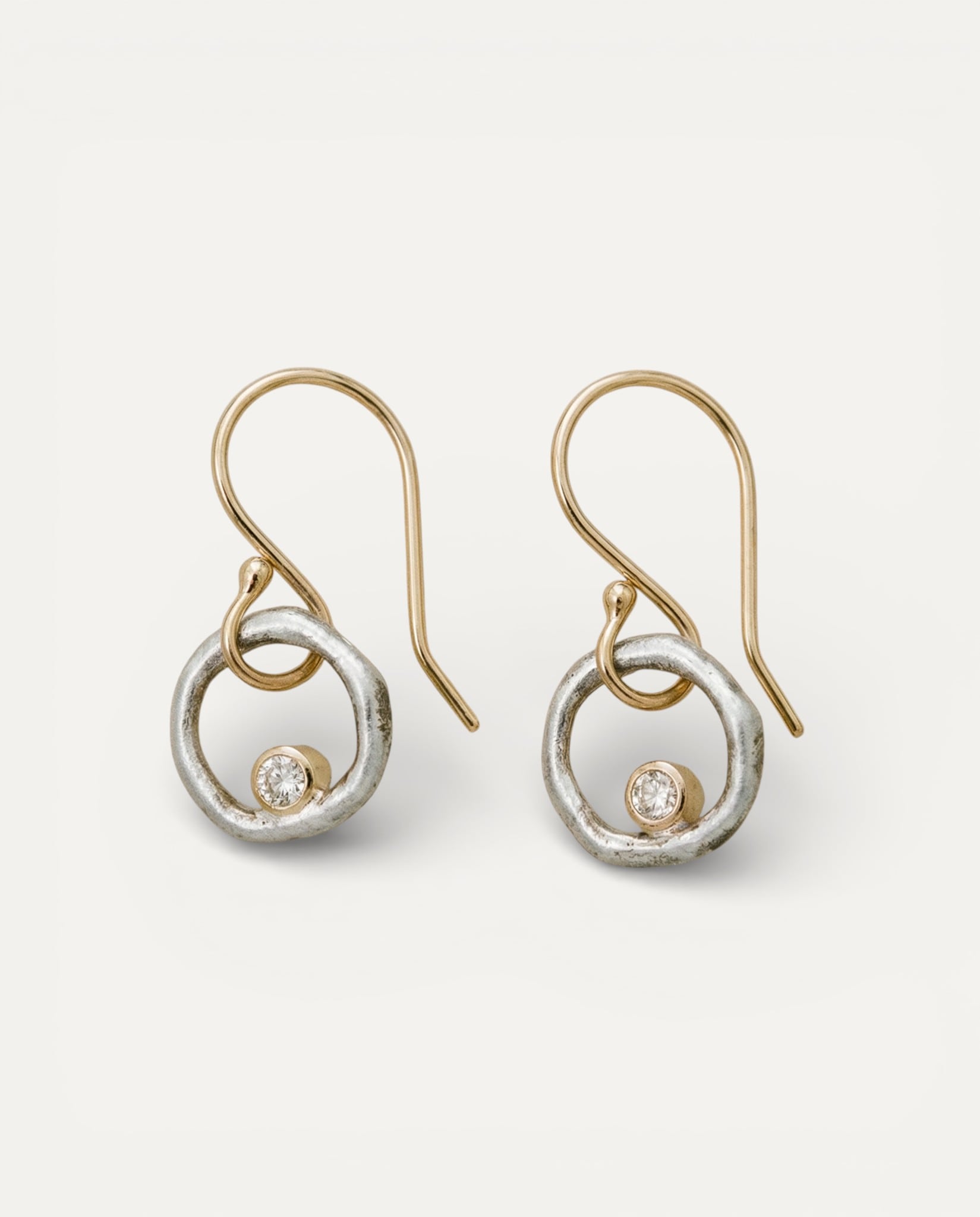 Vintage Gold and Silver Earrings with Cubic Zirconia