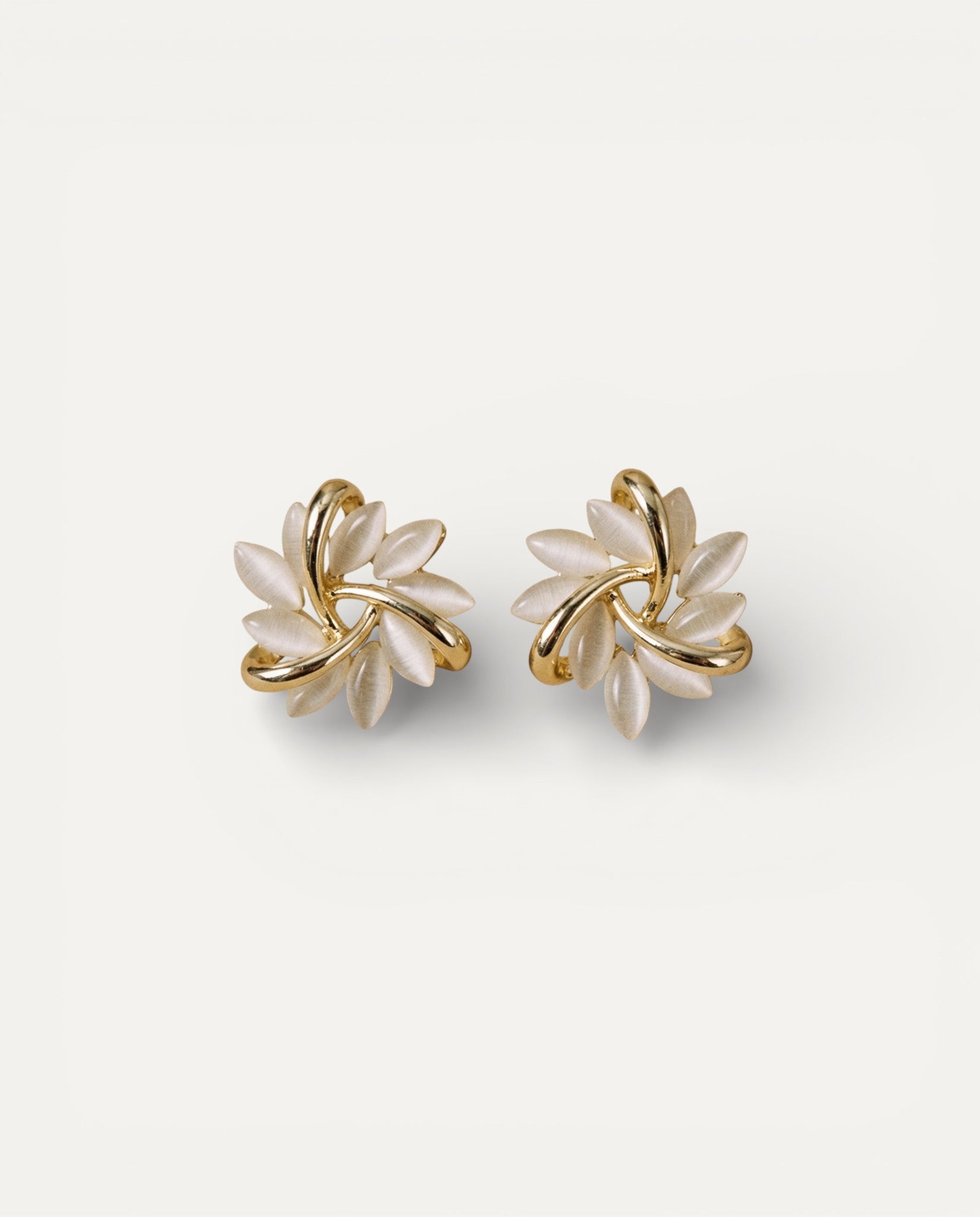 Elegant and Exquisite Earrings with Opal Petals in Gold
