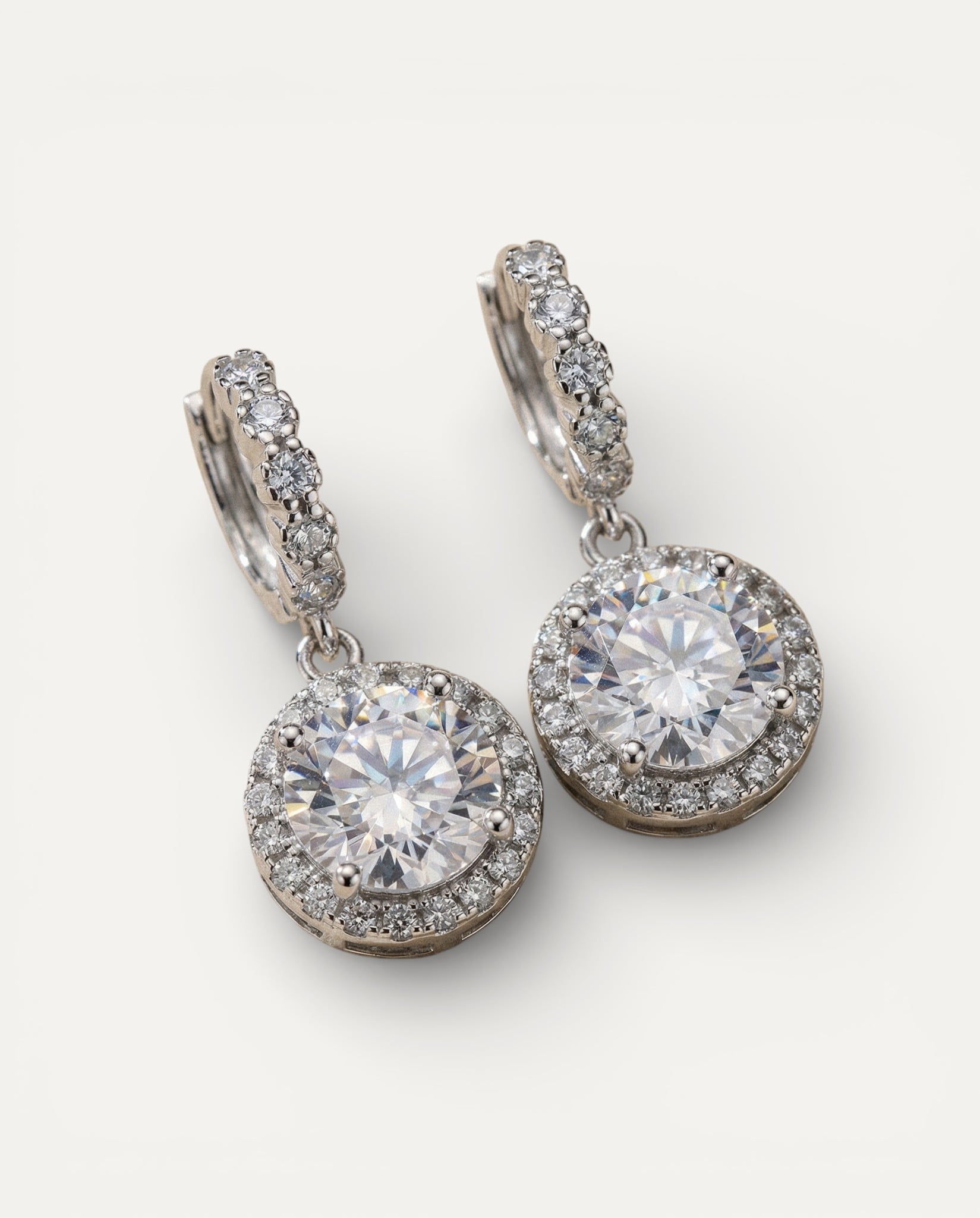 Round Moissanite Drop Earrings